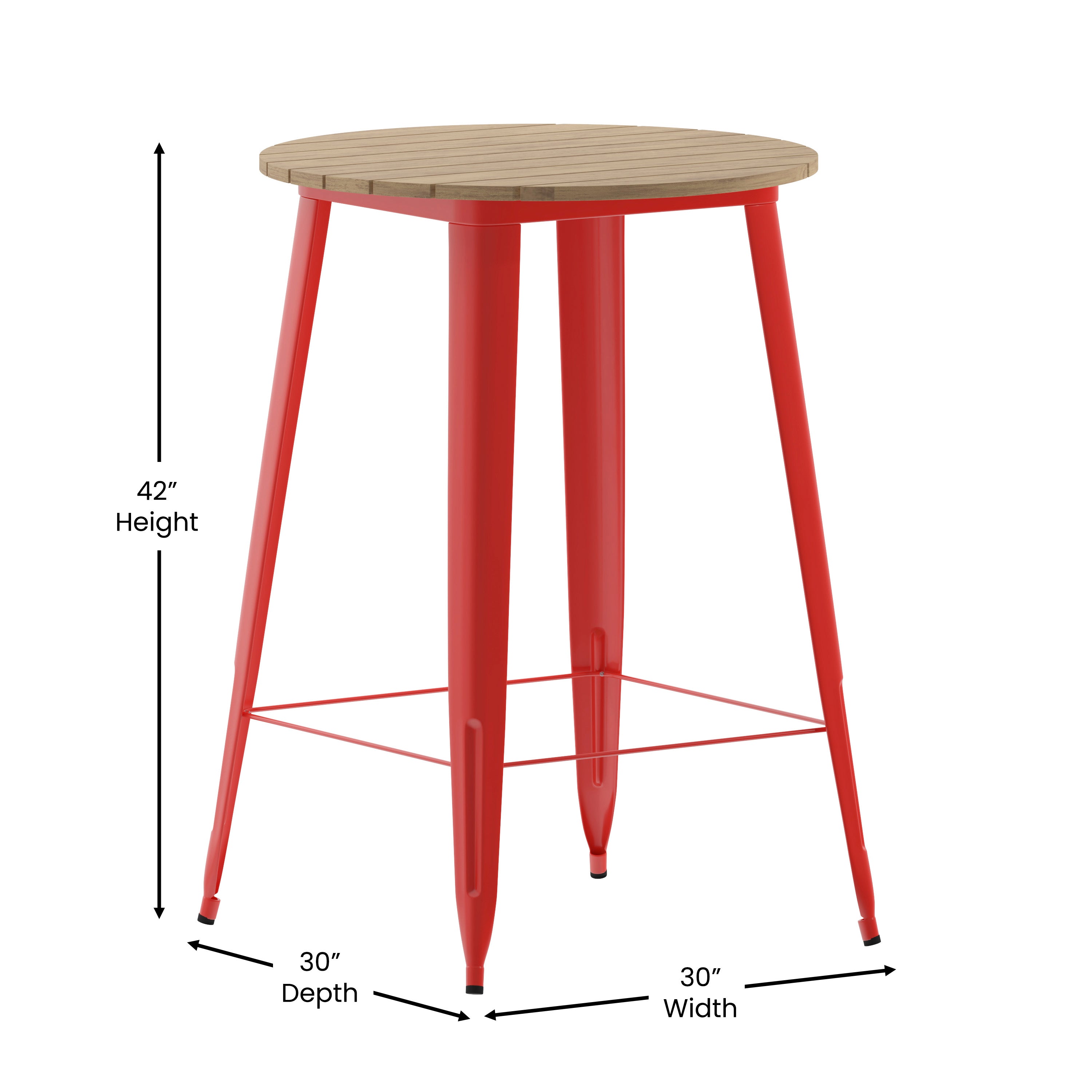 Declan Commercial Indoor/Outdoor Bar Top Table, 30" Round All Weather Poly Resin Top with Steel base-Metal Colorful Restaurant Bar Table-Flash Furniture-Wall2Wall Furnishings