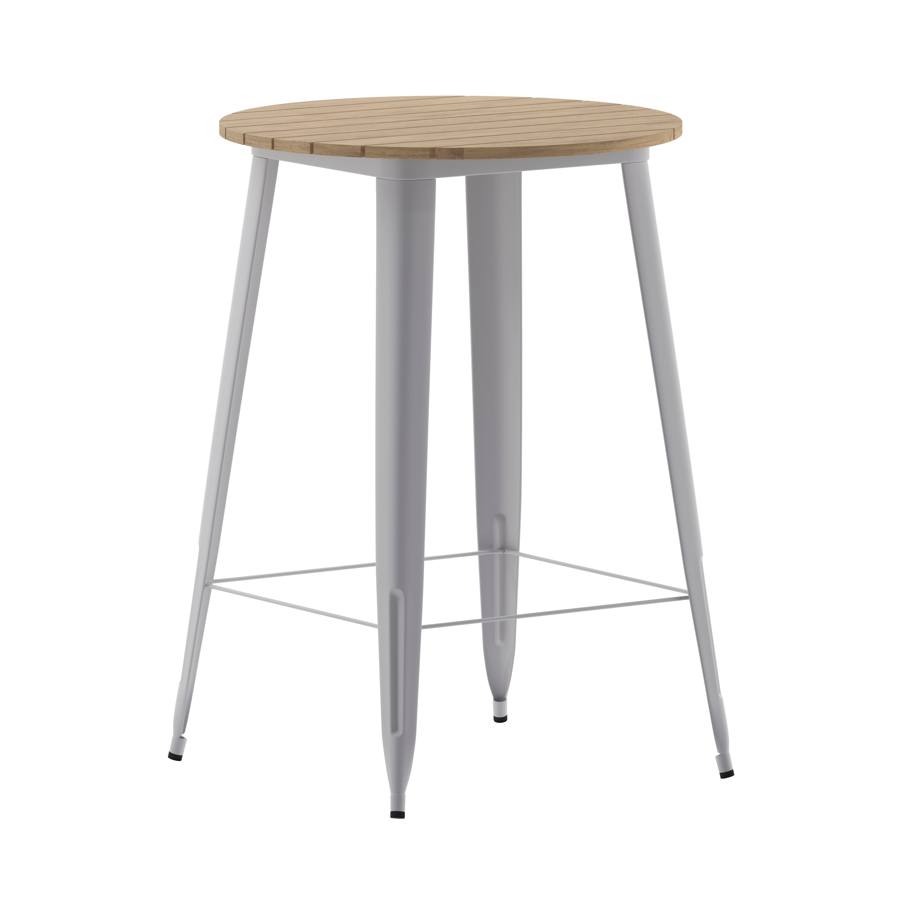 Declan Commercial Indoor/Outdoor Bar Top Table, 30" Round All Weather Poly Resin Top with Steel base-Metal Colorful Restaurant Bar Table-Flash Furniture-Wall2Wall Furnishings