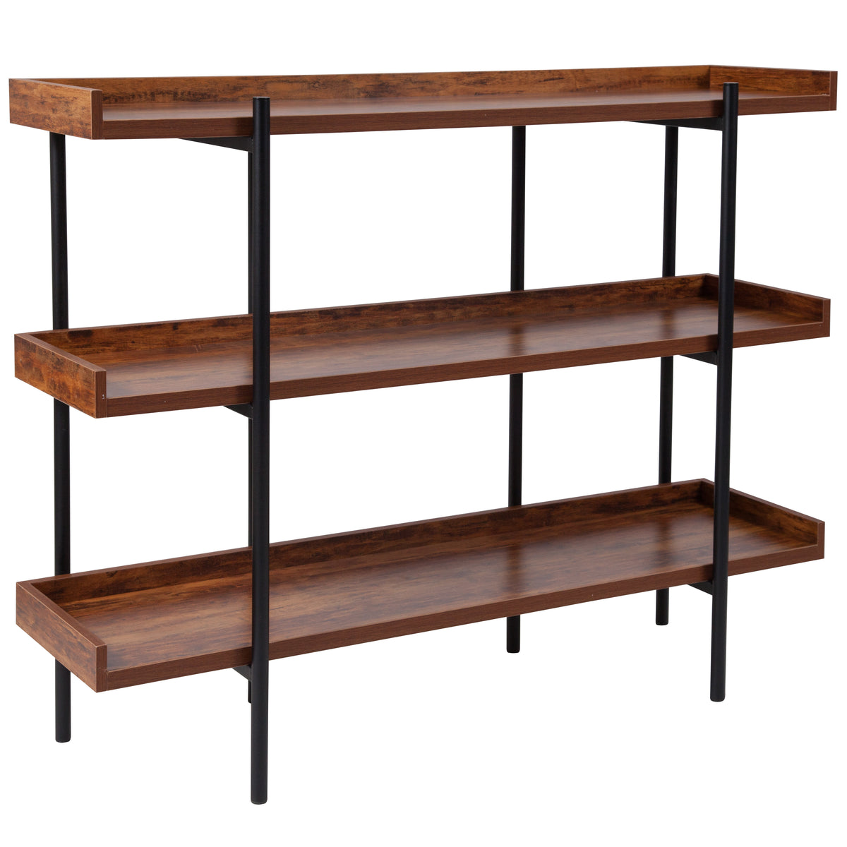 Mayfair 3 Shelf 35"H Storage Display Unit Bookcase with Metal Frame