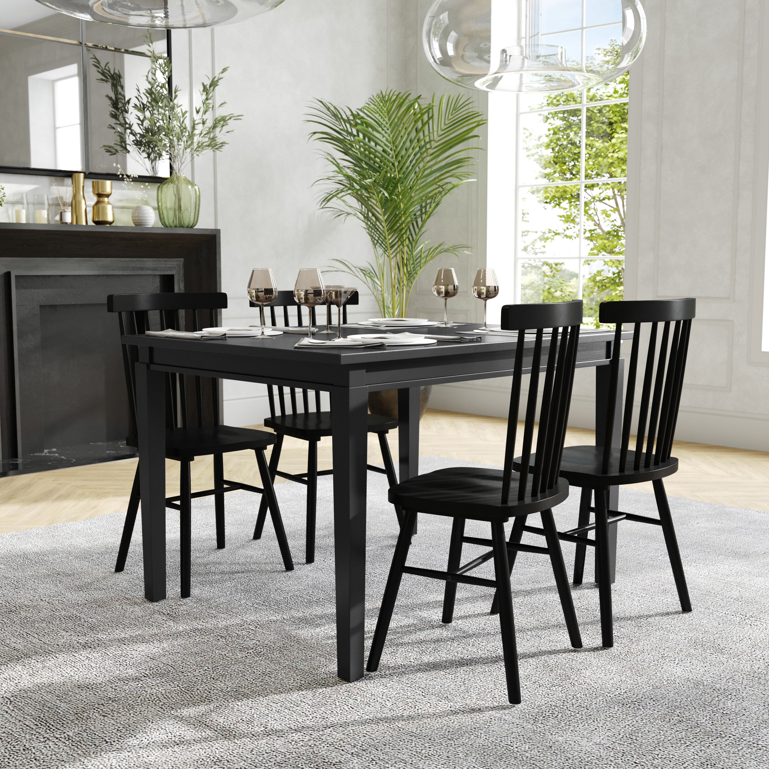 Henry Solid Wood Dining Table, Heavy Duty Rectangle Wood Table for 4