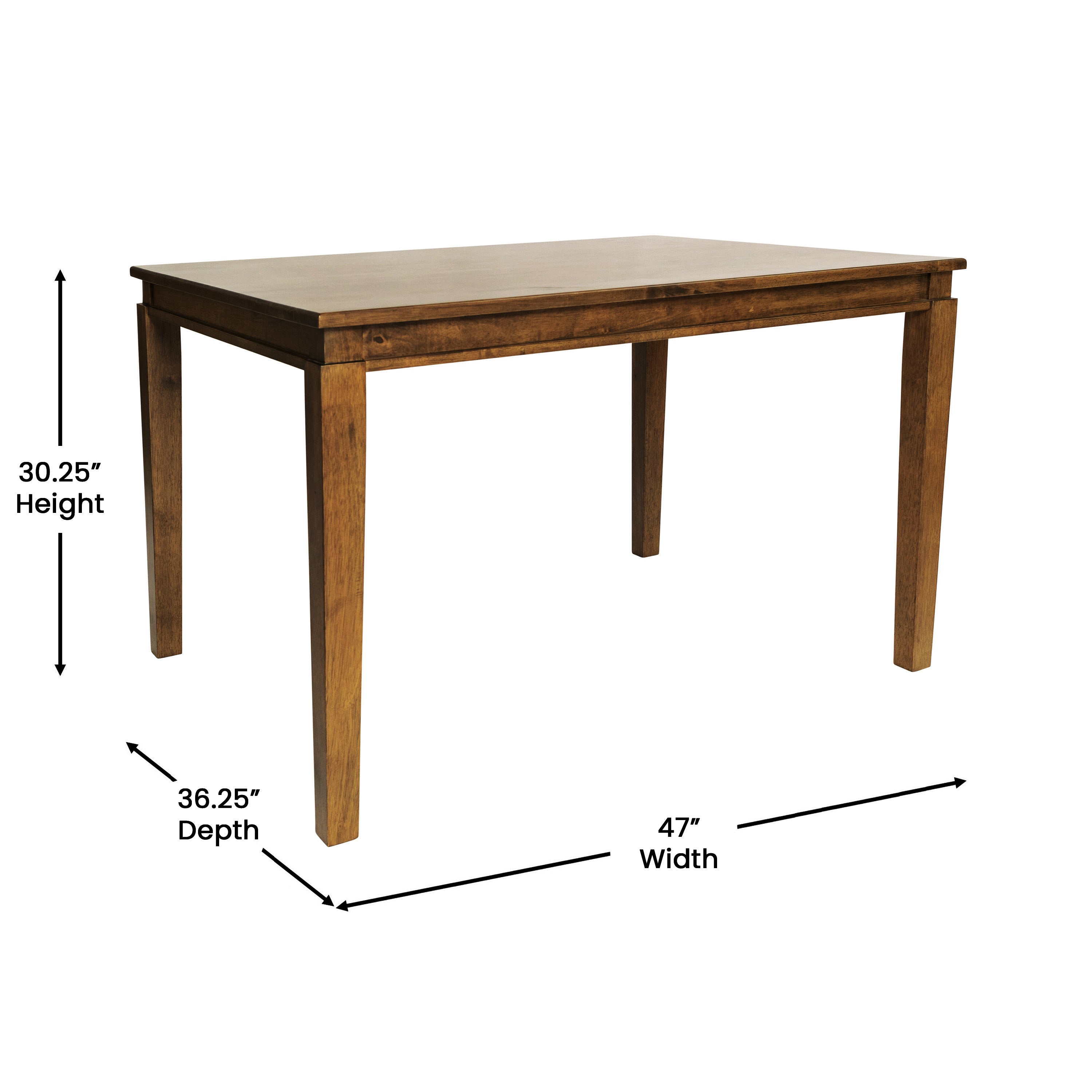Henry Solid Wood Dining Table, Heavy Duty Rectangle Wood Table for 4
