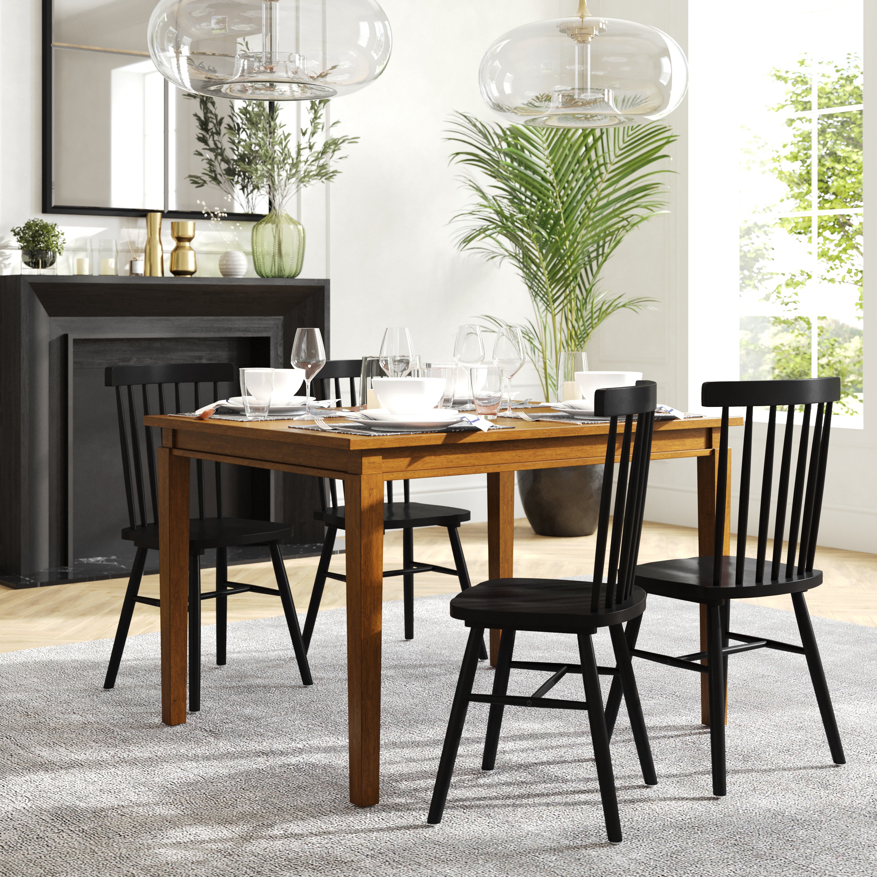 Henry Solid Wood Dining Table, Heavy Duty Rectangle Wood Table for 4