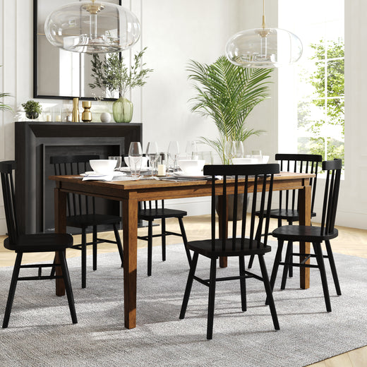 Henry Solid Wood Dining Table, Heavy Duty Rectangle Wood Table for 6