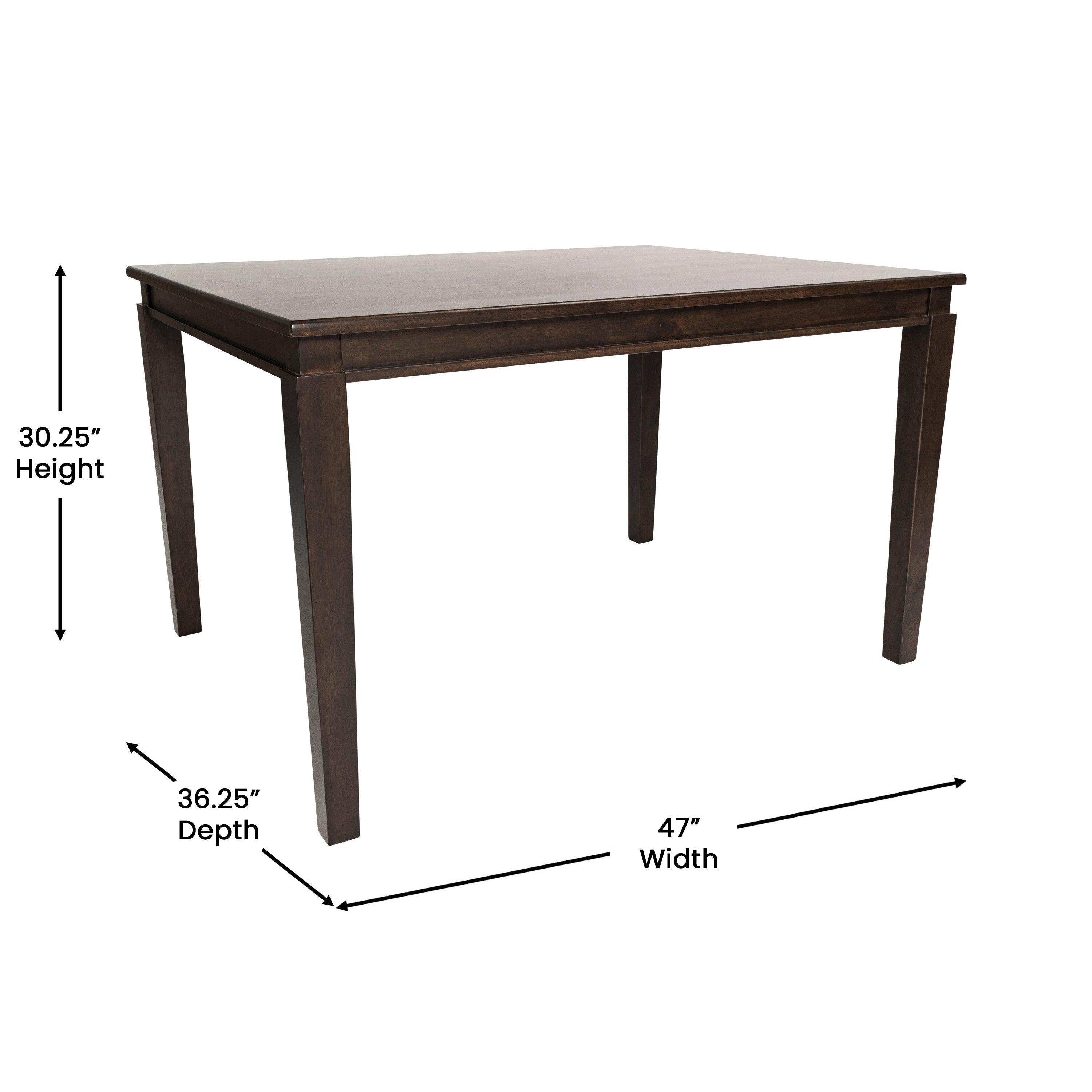 Henry Solid Wood Dining Table, Heavy Duty Rectangle Wood Table for 4