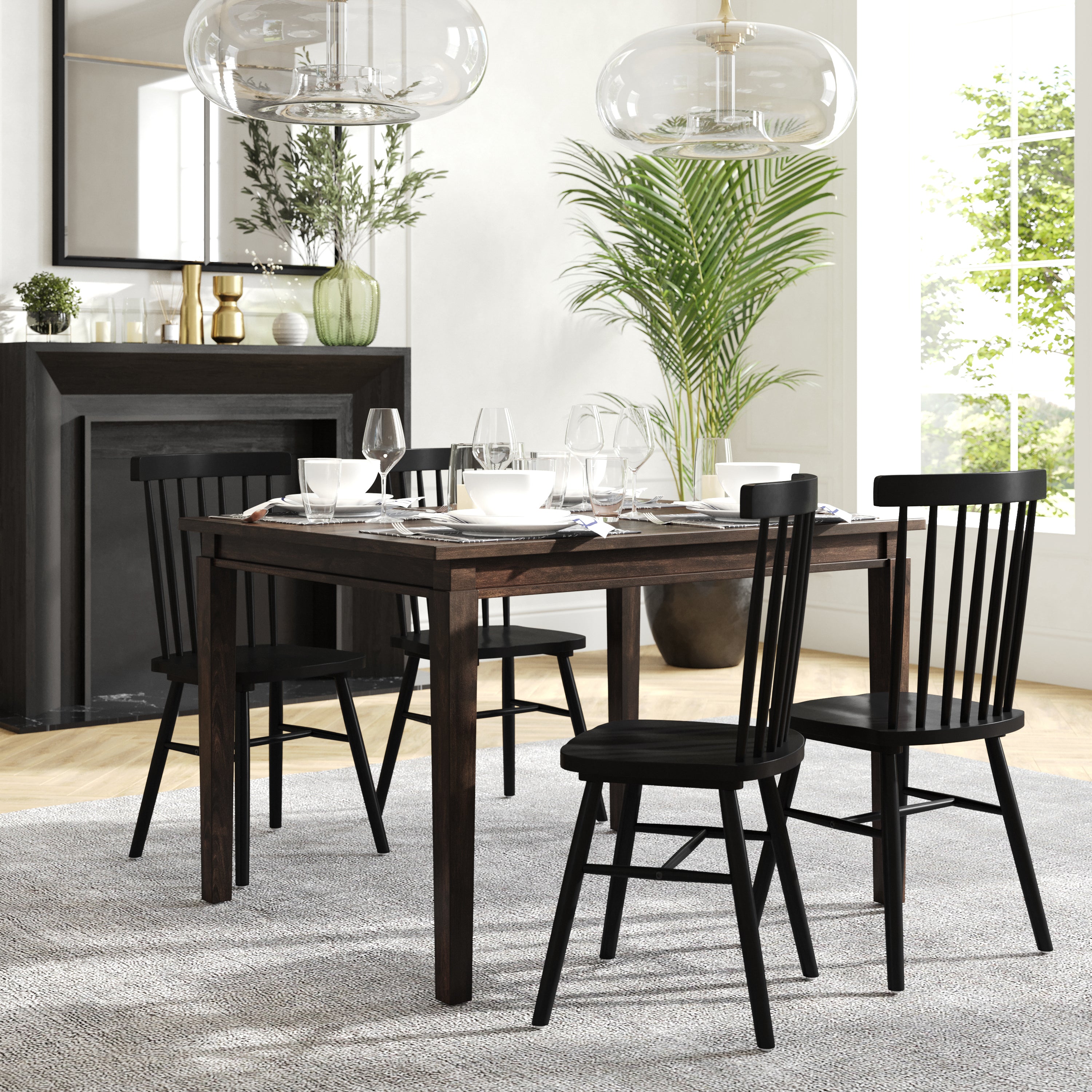 Henry Solid Wood Dining Table, Heavy Duty Rectangle Wood Table for 4