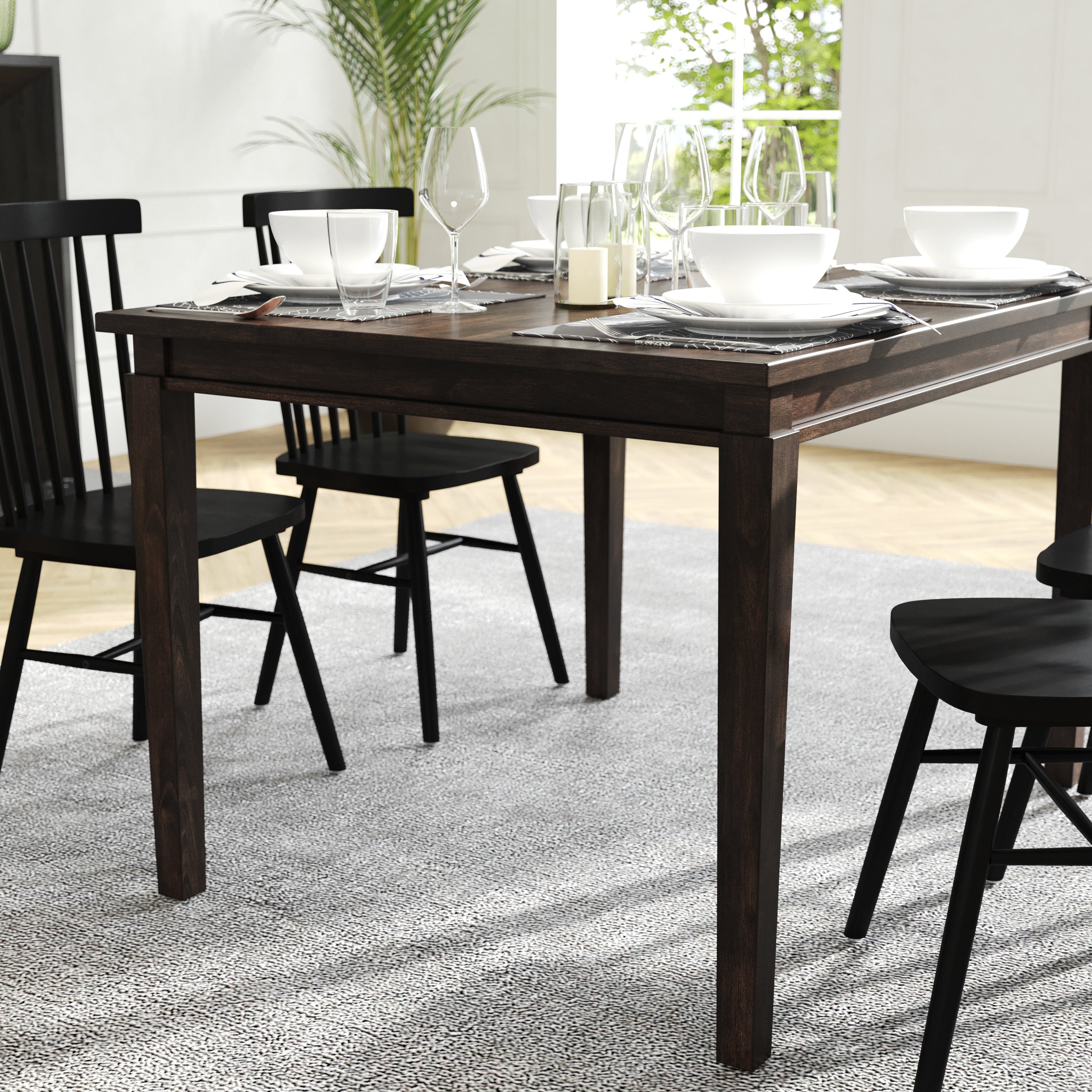 Henry Solid Wood Dining Table, Heavy Duty Rectangle Wood Table for 4