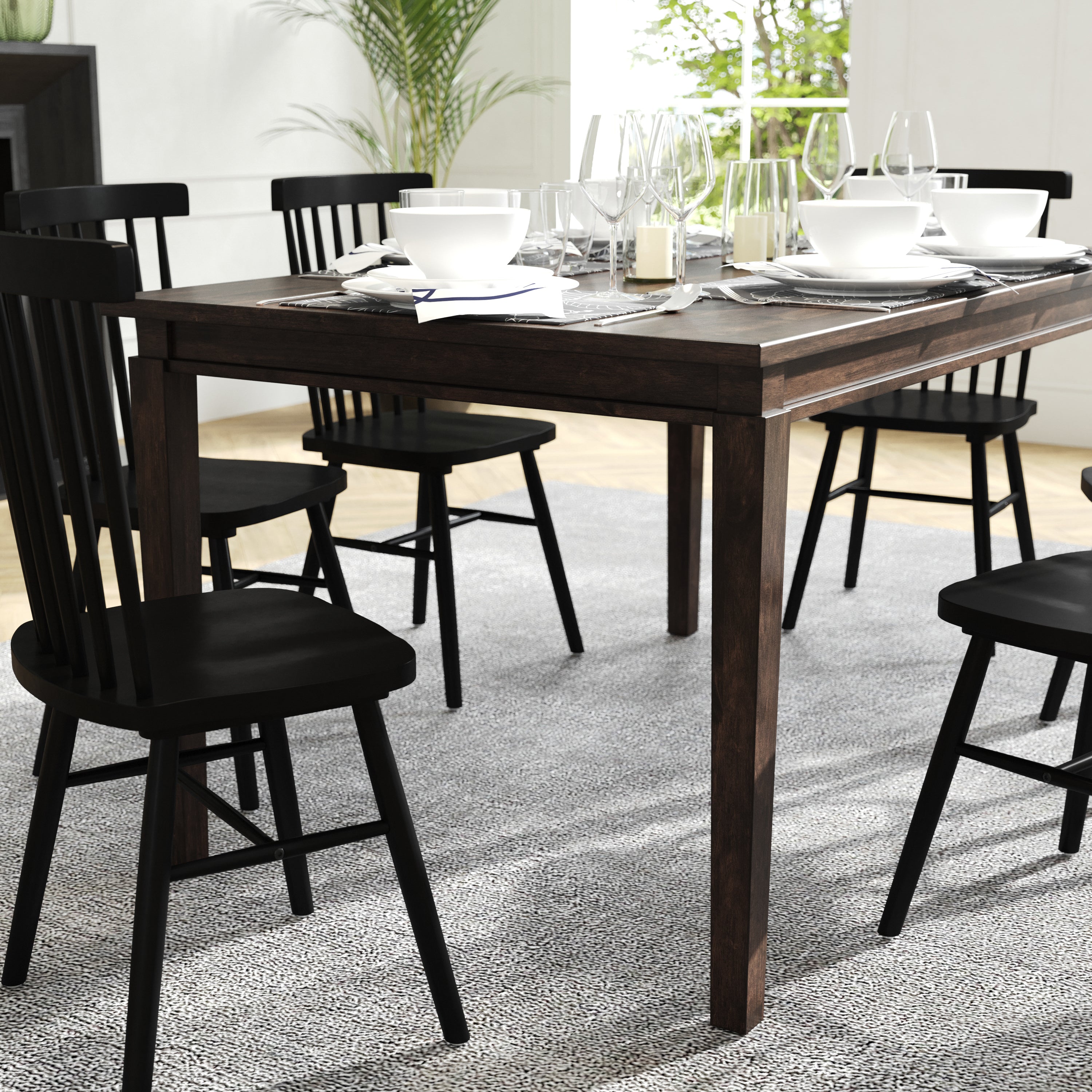 Henry Solid Wood Dining Table, Heavy Duty Rectangle Wood Table for 6