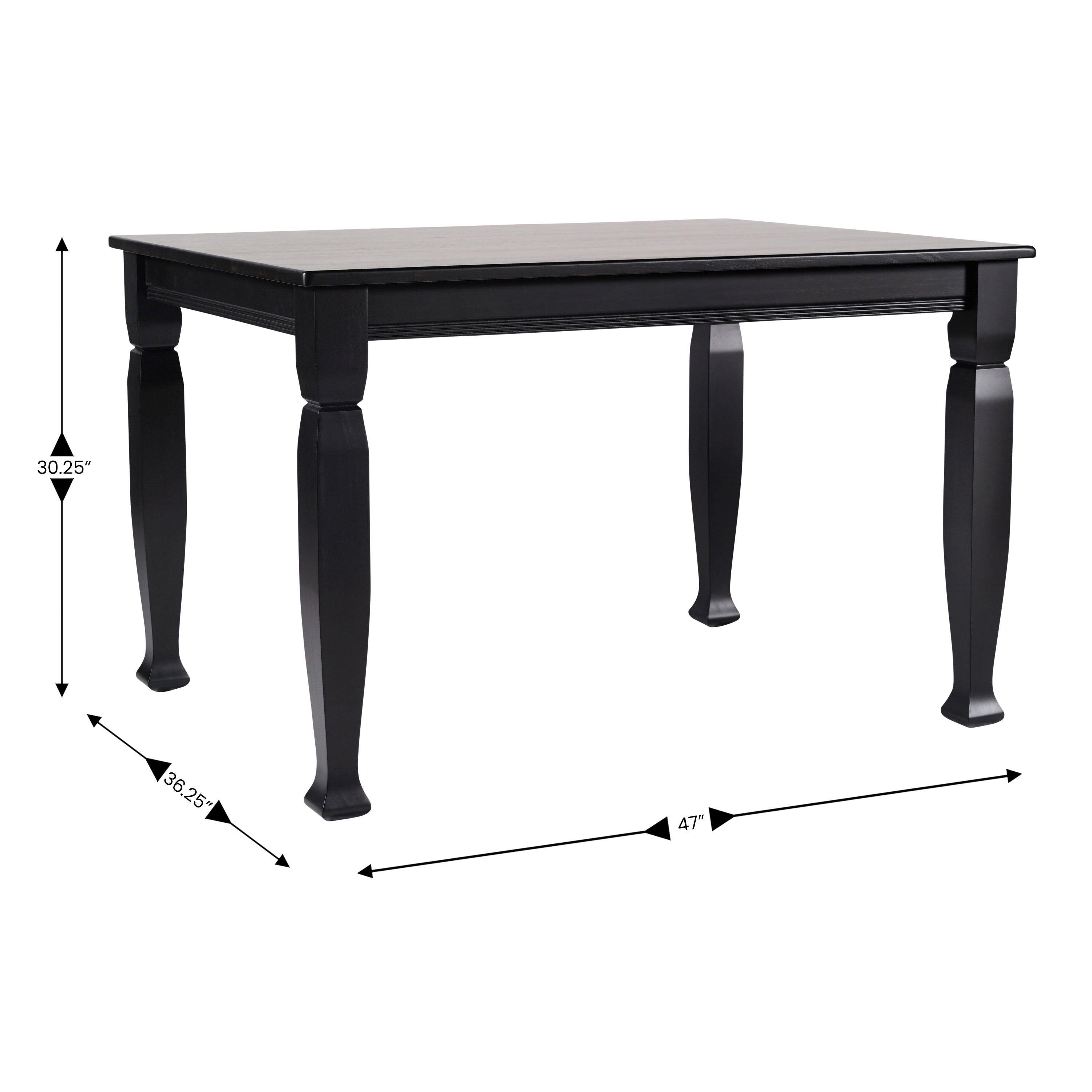 Grace Solid Wood Dining Table with Turned Wooden Legs, Heavy Duty Rectangle Wood Table for 4