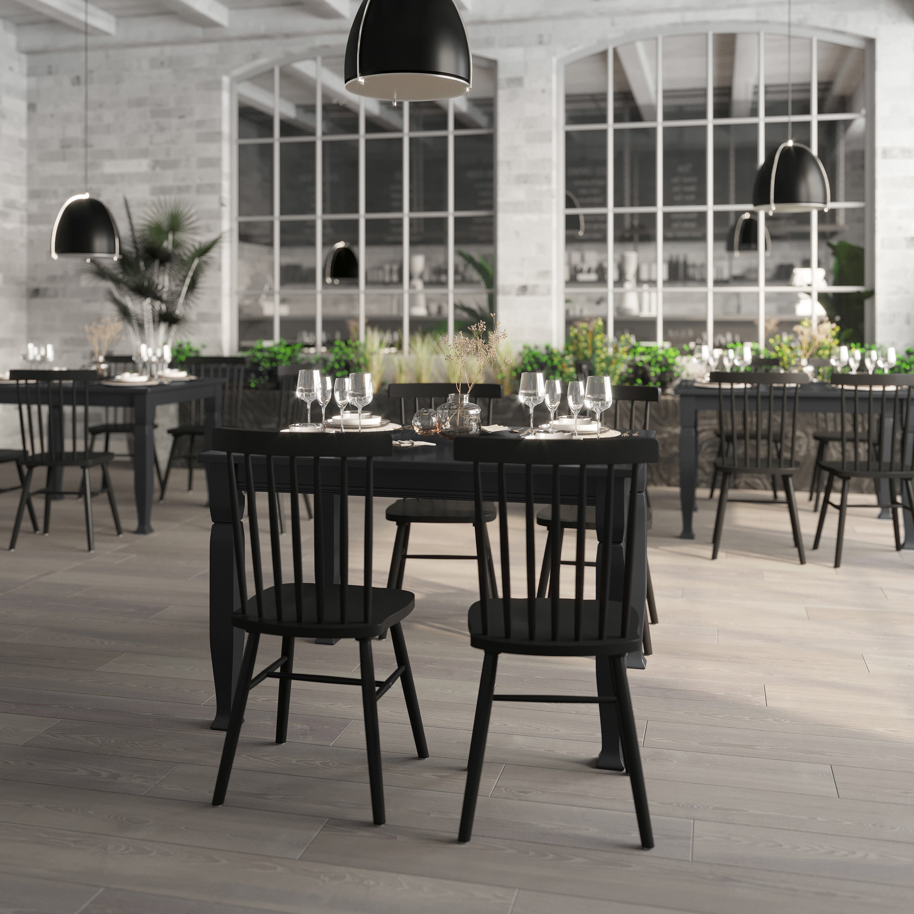 Grace Solid Wood Dining Table with Turned Wooden Legs, Heavy Duty Rectangle Wood Table for 4