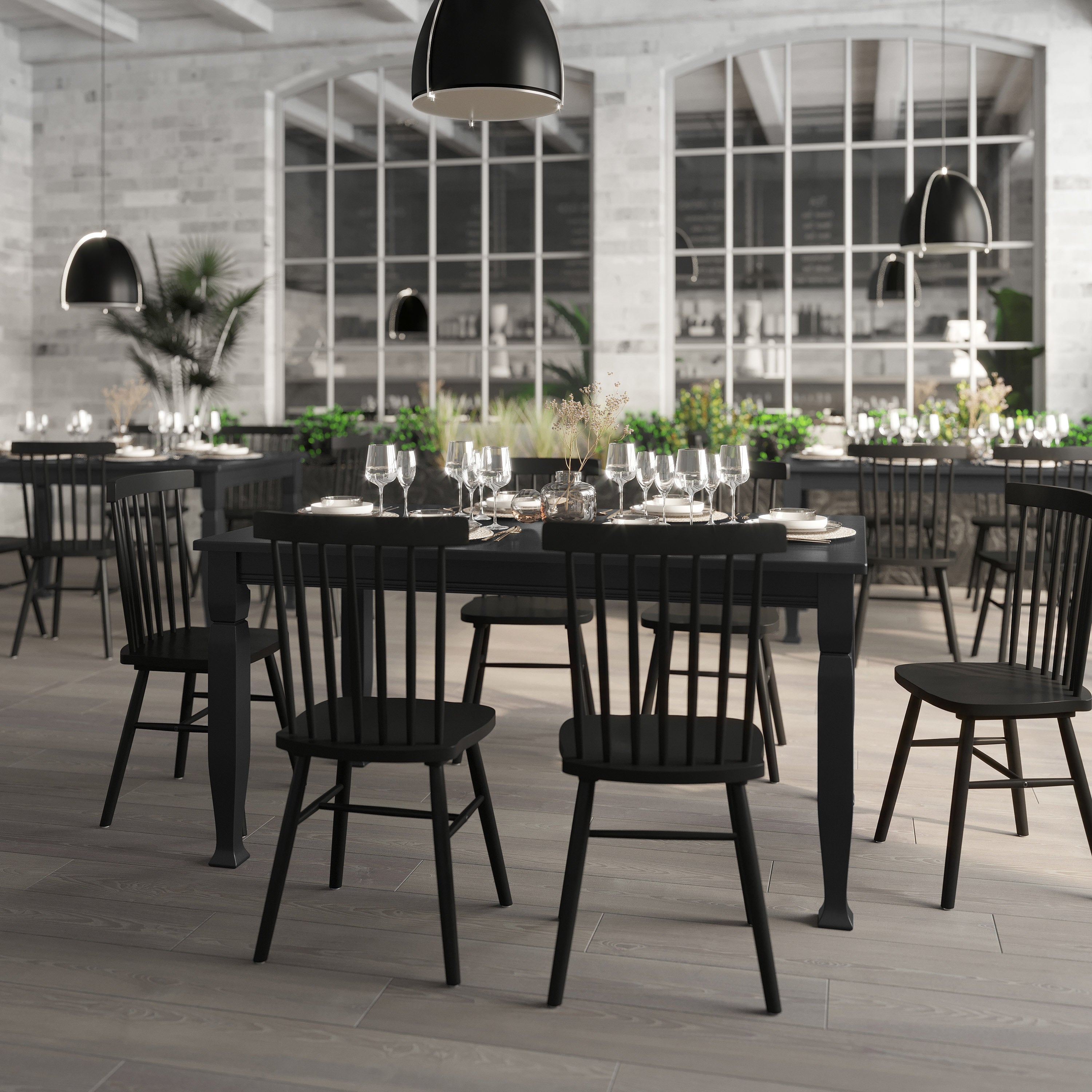 Grace Solid Wood Dining Table with Turned Wooden Legs, Heavy Duty Rectangle Wood Table for 6