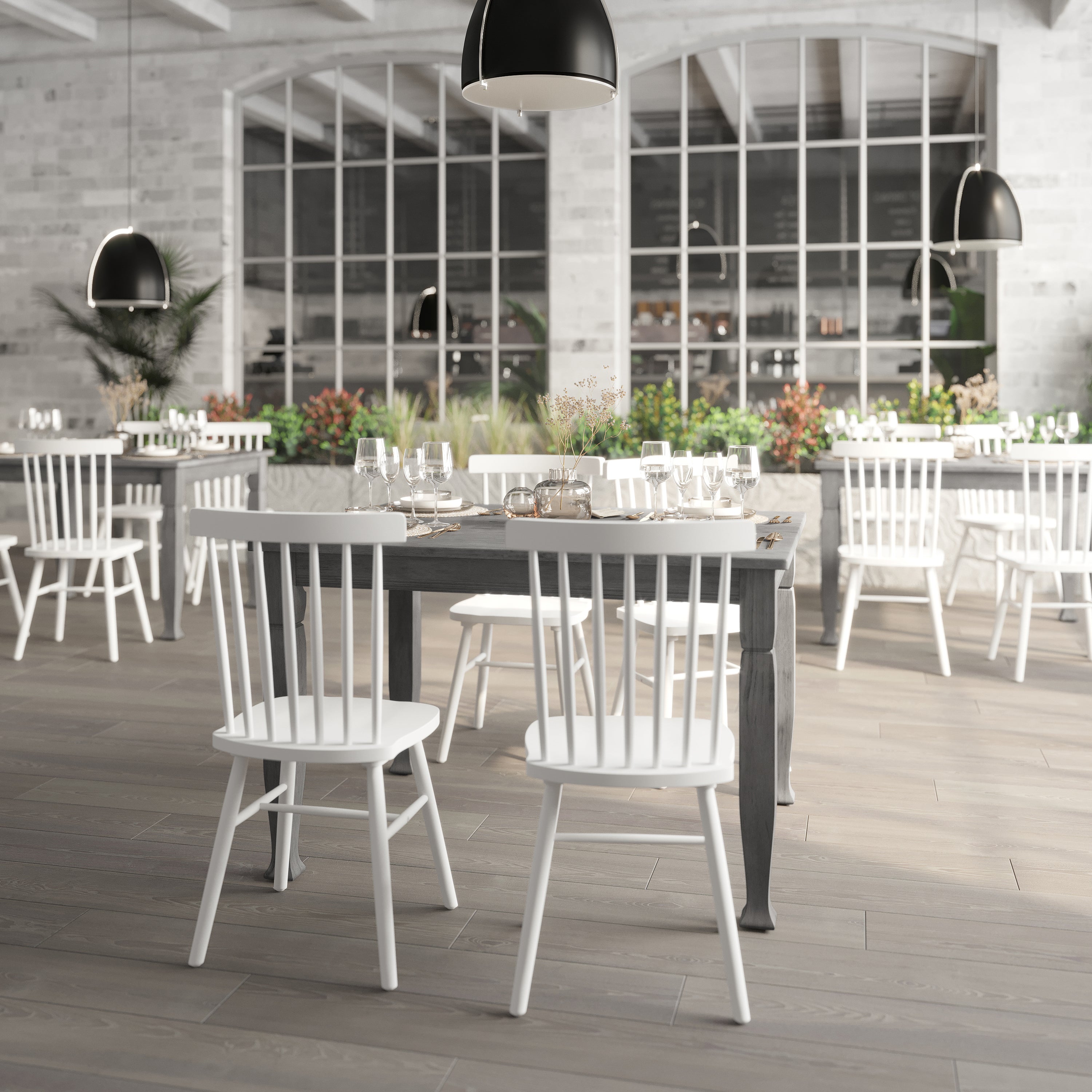 Grace Solid Wood Dining Table with Turned Wooden Legs, Heavy Duty Rectangle Wood Table for 4