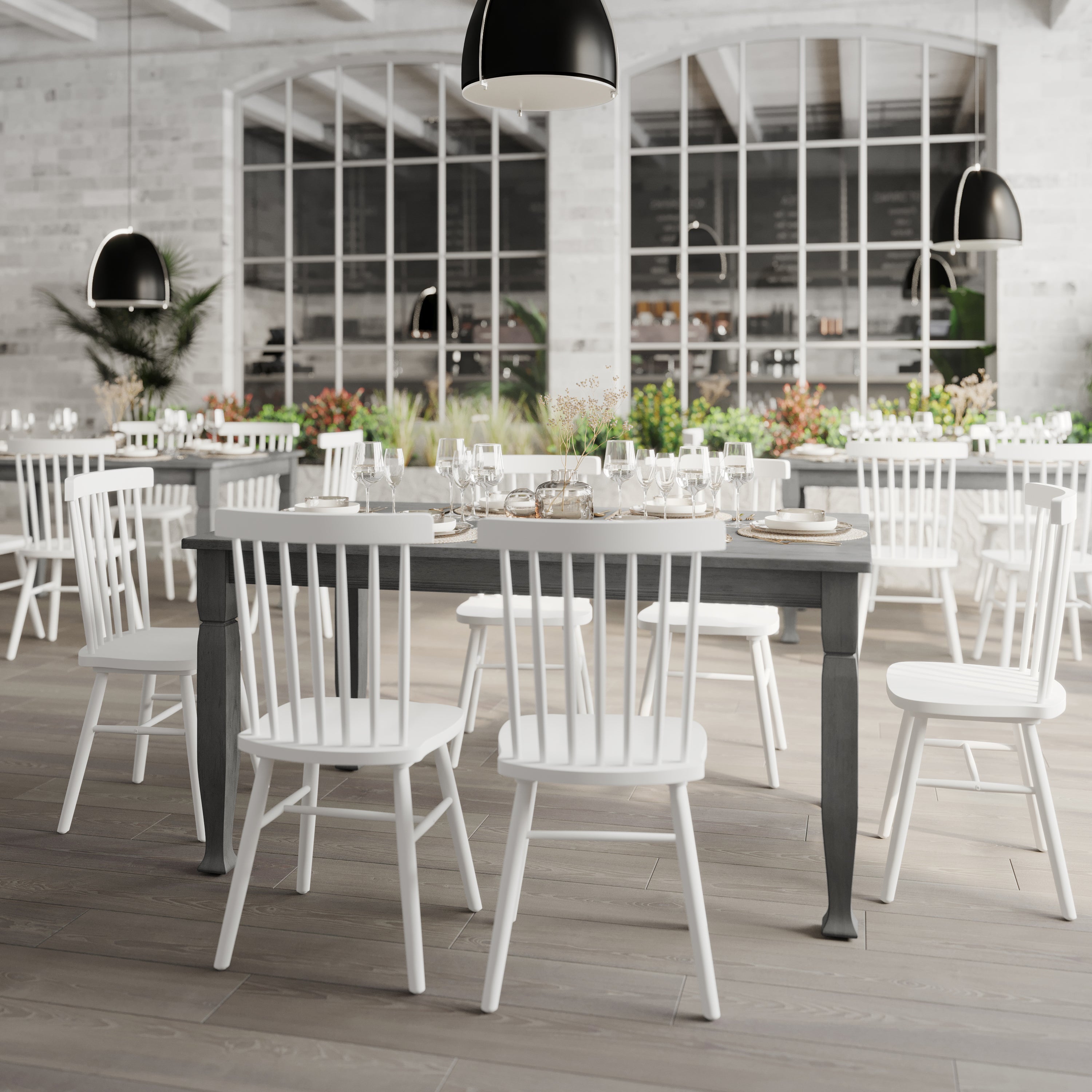 Grace Solid Wood Dining Table with Turned Wooden Legs, Heavy Duty Rectangle Wood Table for 6