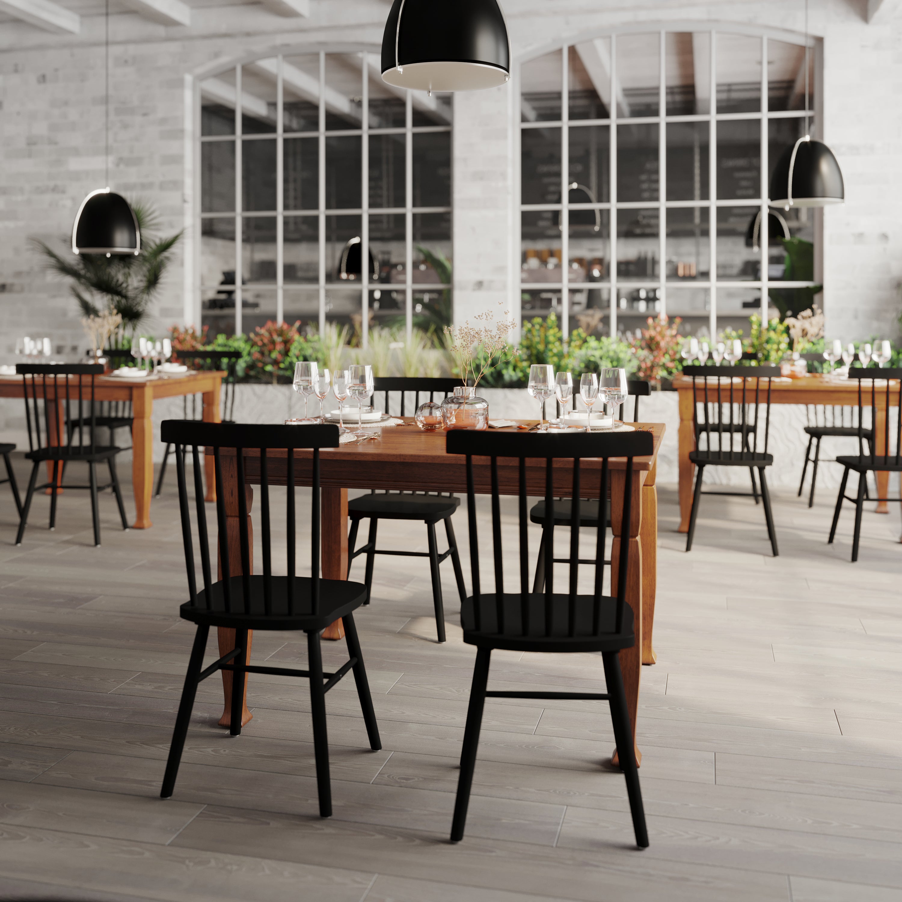 Grace Solid Wood Dining Table with Turned Wooden Legs, Heavy Duty Rectangle Wood Table for 4