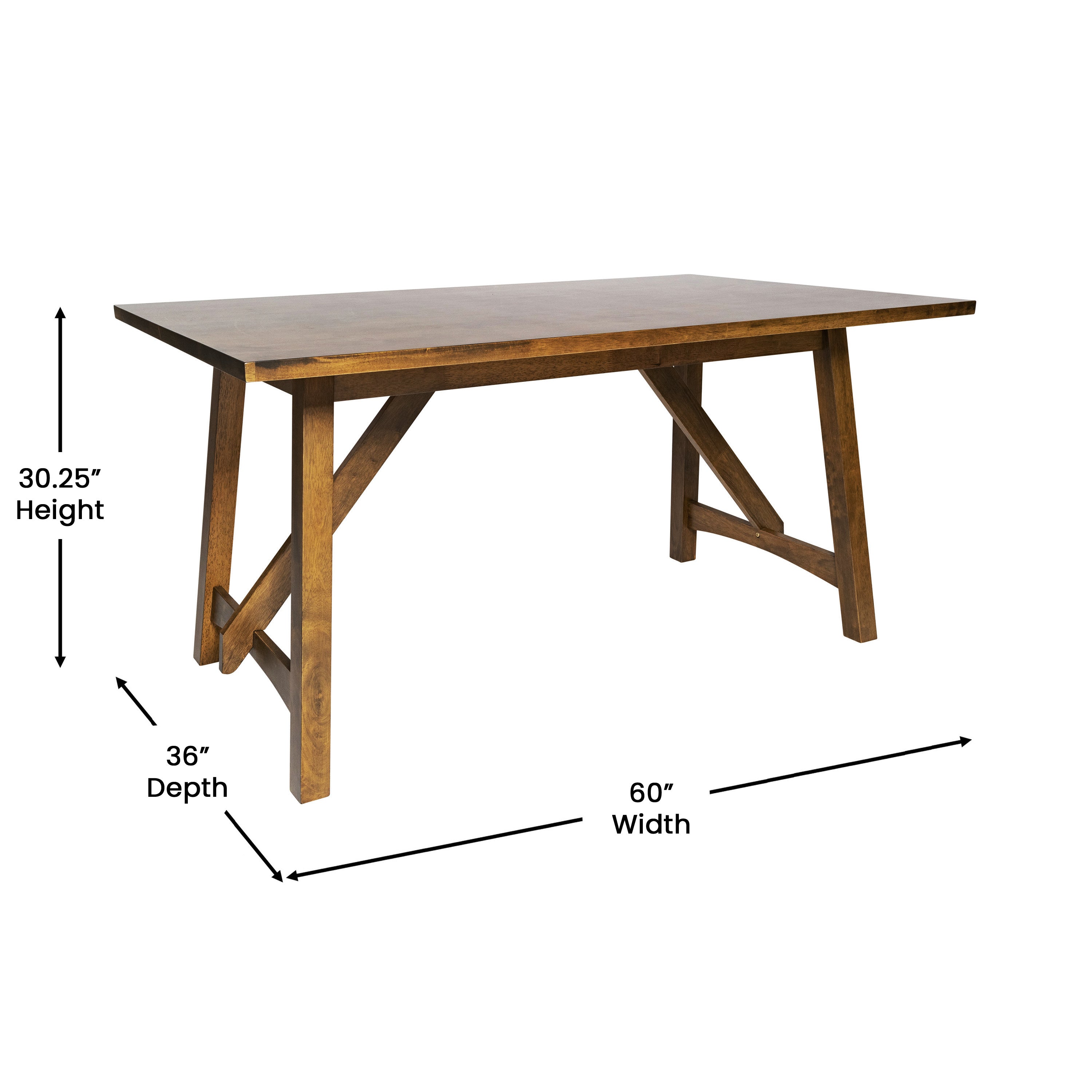 Everly Solid Wood Trestle Base Dining Table, Farmhouse Style Table with Seating for 6