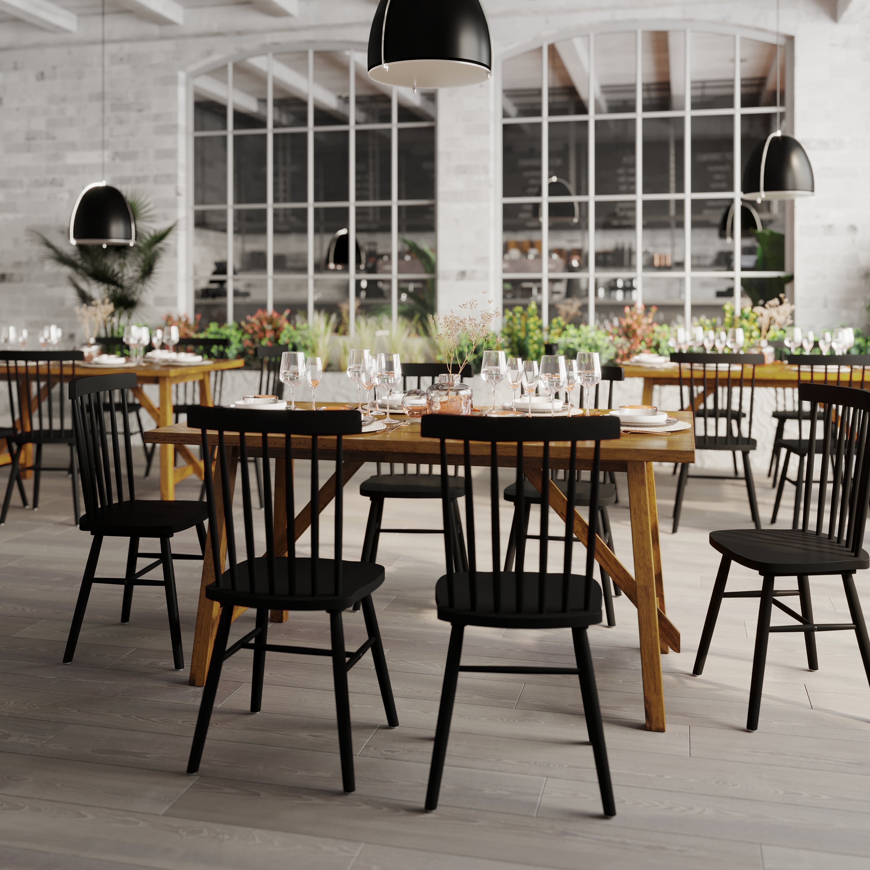 Everly Solid Wood Trestle Base Dining Table, Farmhouse Style Table with Seating for 6