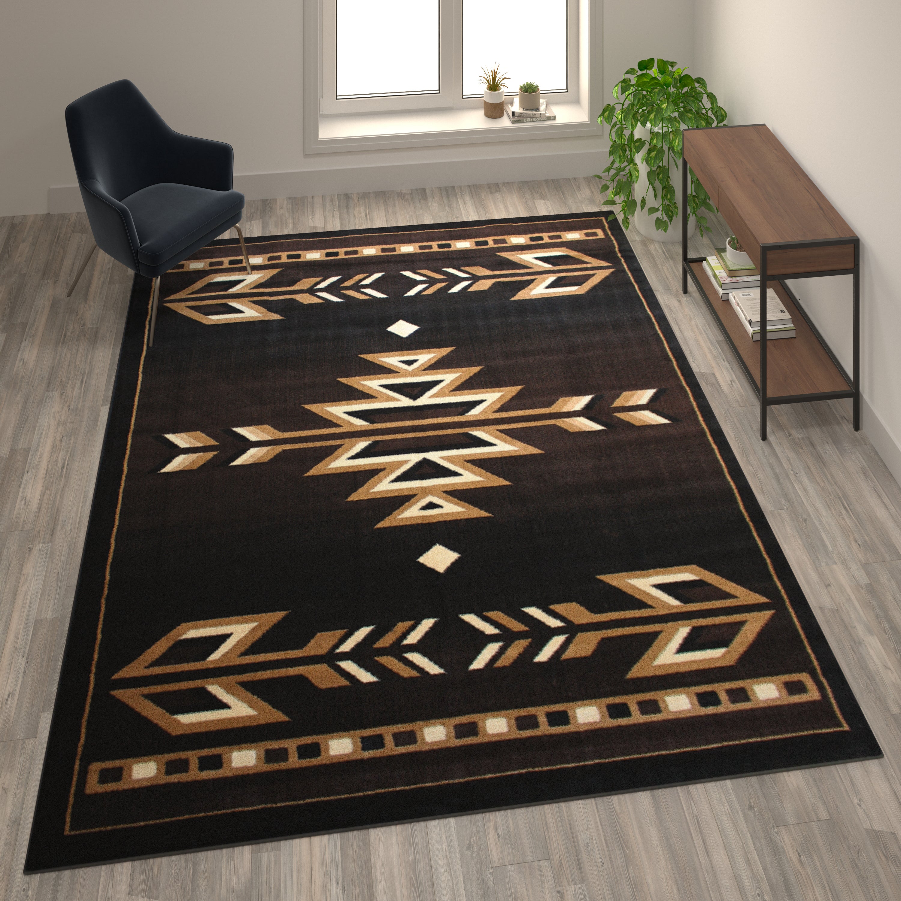 Amado Collection Southwestern Area Rug - Olefin Accent Rug with Jute Backing - Living Room, Bedroom, Entryway-Area Rug-Flash Furniture-Wall2Wall Furnishings