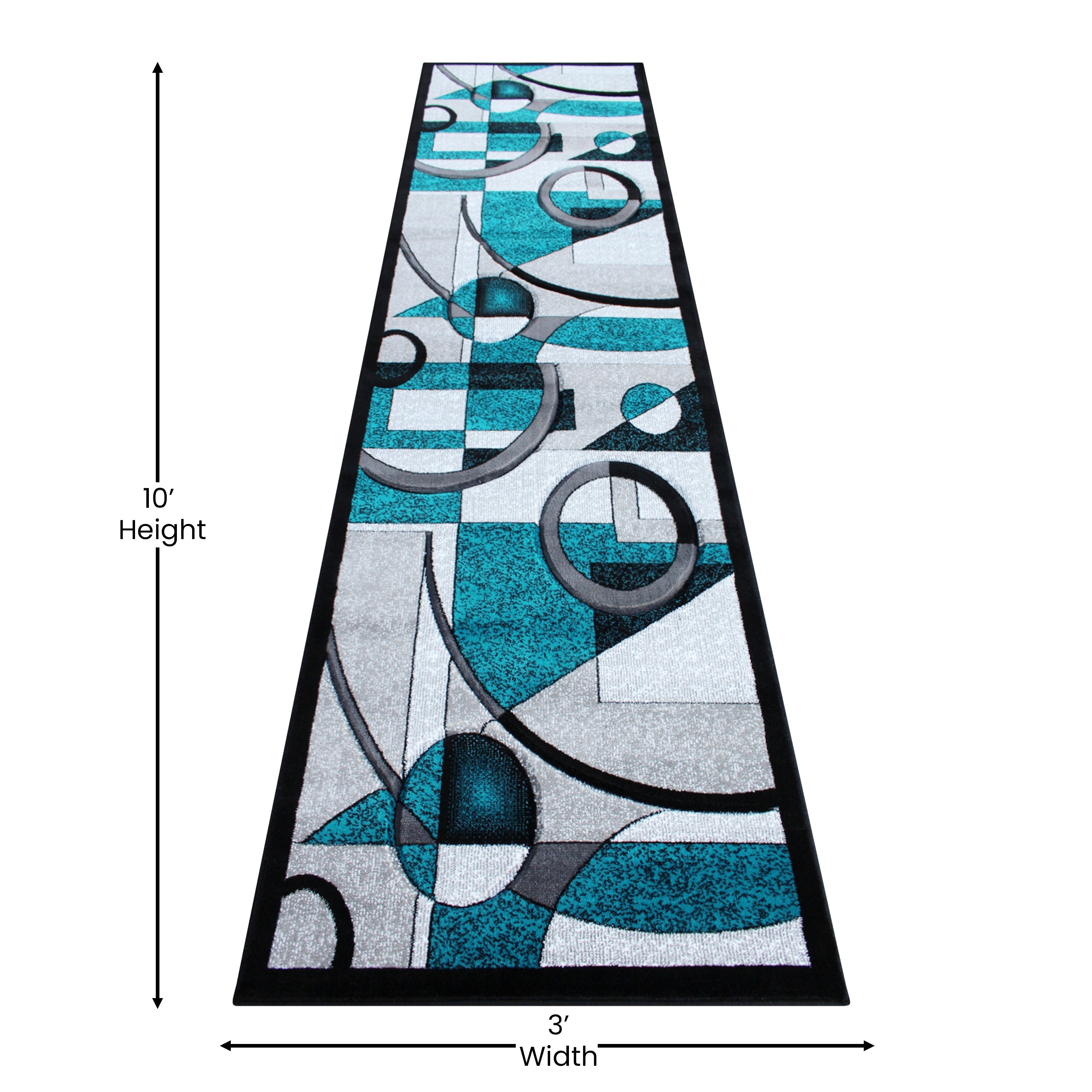Elias Collection Geometric Abstract Area Rug - Olefin Rug with Jute Backing - Hallway, Entryway, or Bedroom