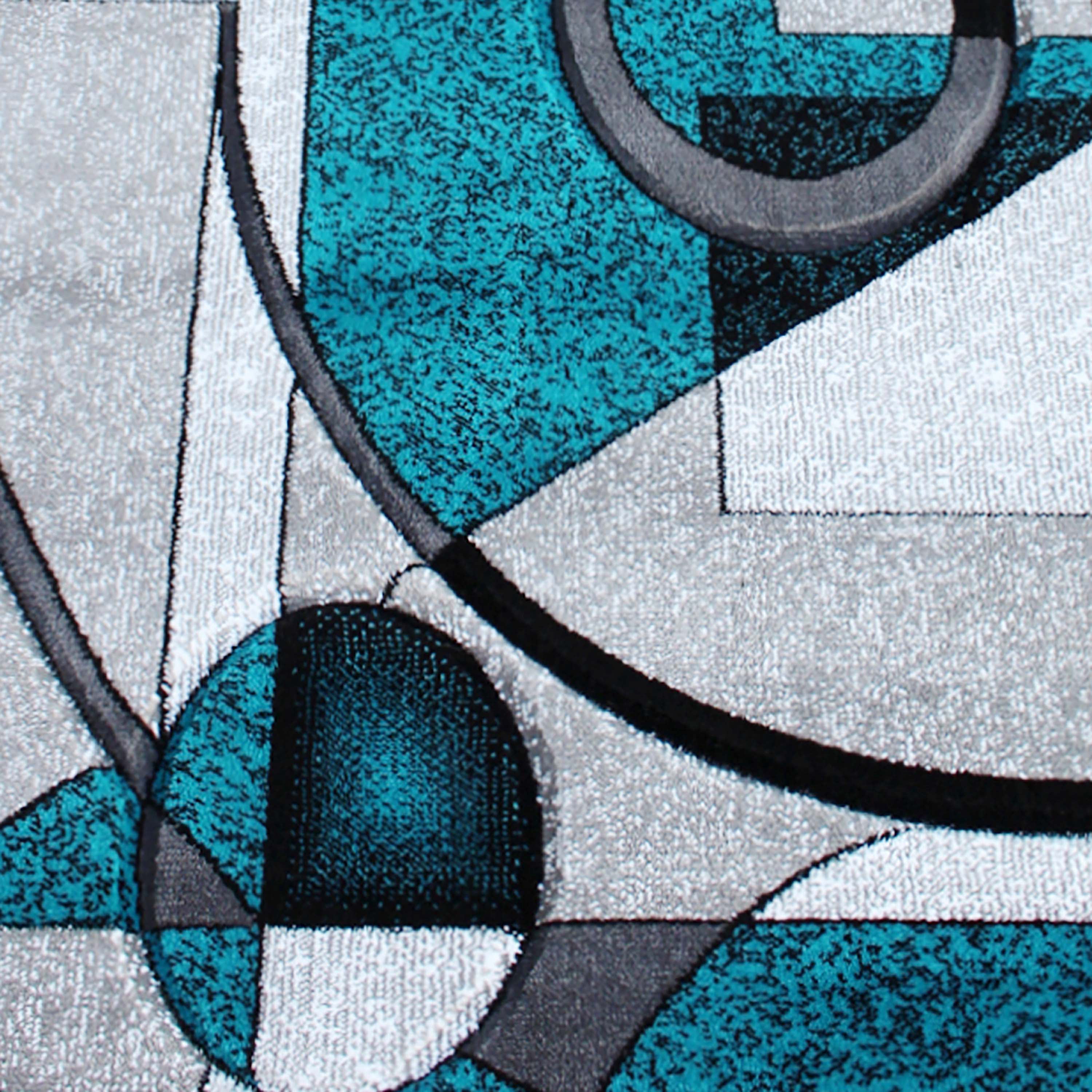 Elias Collection Geometric Abstract Area Rug - Olefin Rug with Jute Backing - Hallway, Entryway, or Bedroom