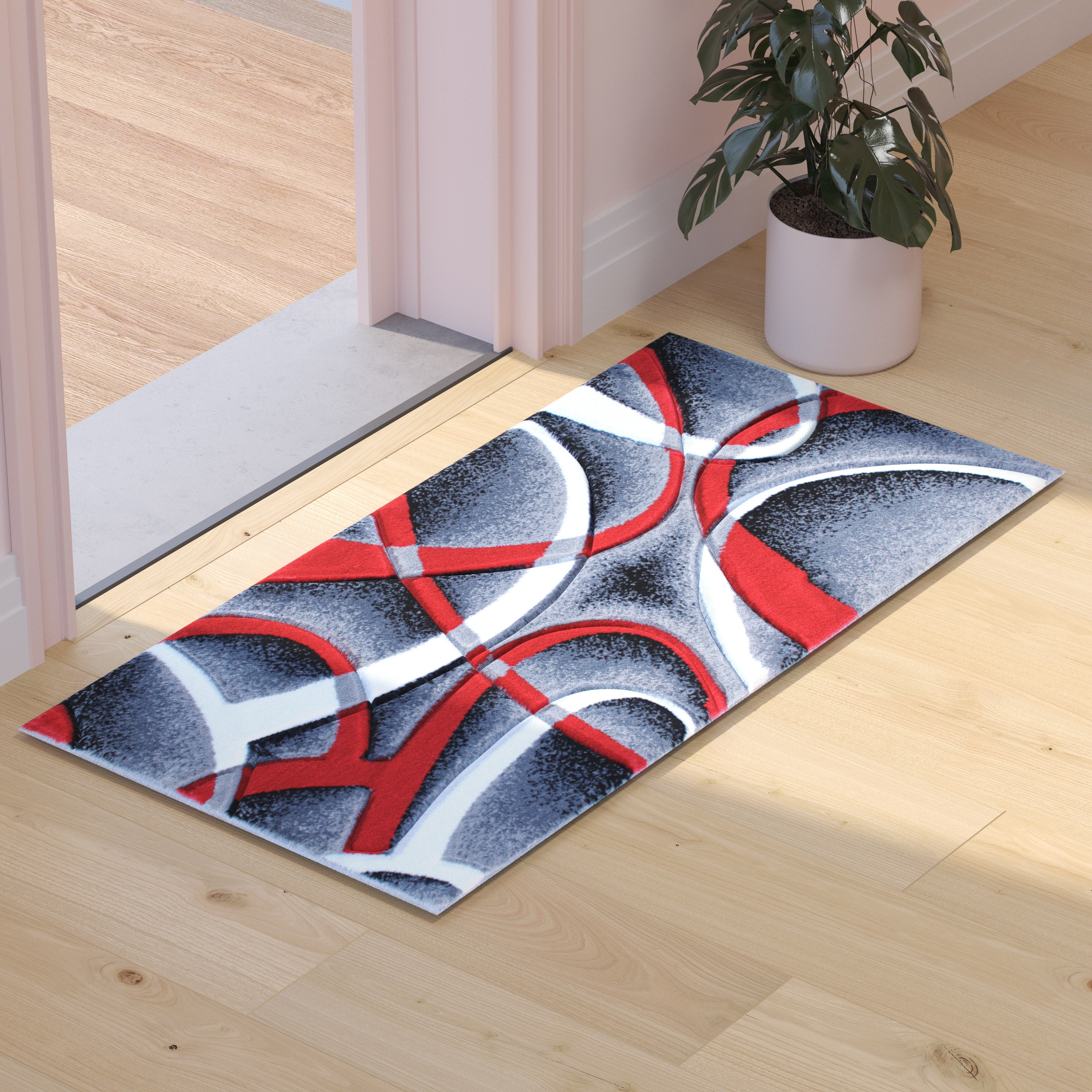 Atlan Collection Abstract Area Rug - Olefin Rug with Jute Backing - Entryway, Living Room or Bedroom-Area Rug-Flash Furniture-Wall2Wall Furnishings