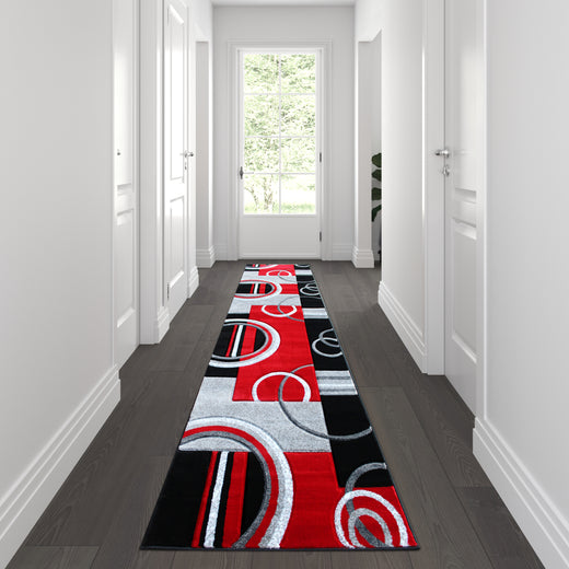Audra Collection Abstract Area Rug - Olefin Rug with Jute Backing - Entryway, Living Room or Bedroom