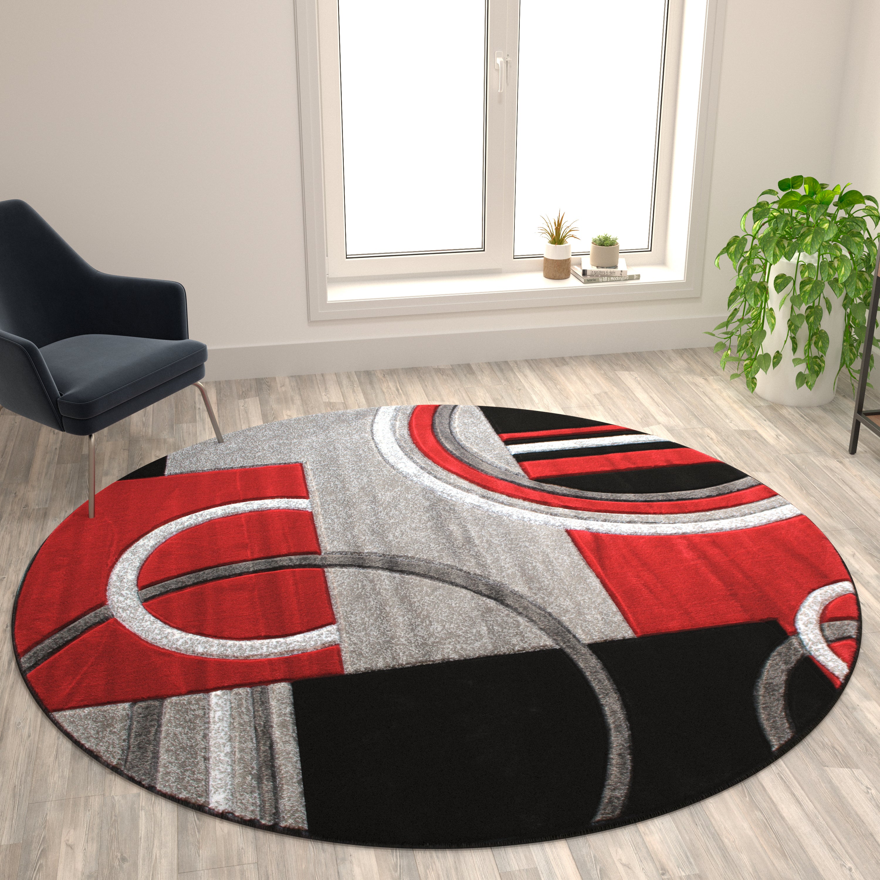 Audra Collection Abstract Area Rug - Olefin Rug with Jute Backing - Entryway, Living Room or Bedroom-Indoor Area Rug-Flash Furniture-Wall2Wall Furnishings