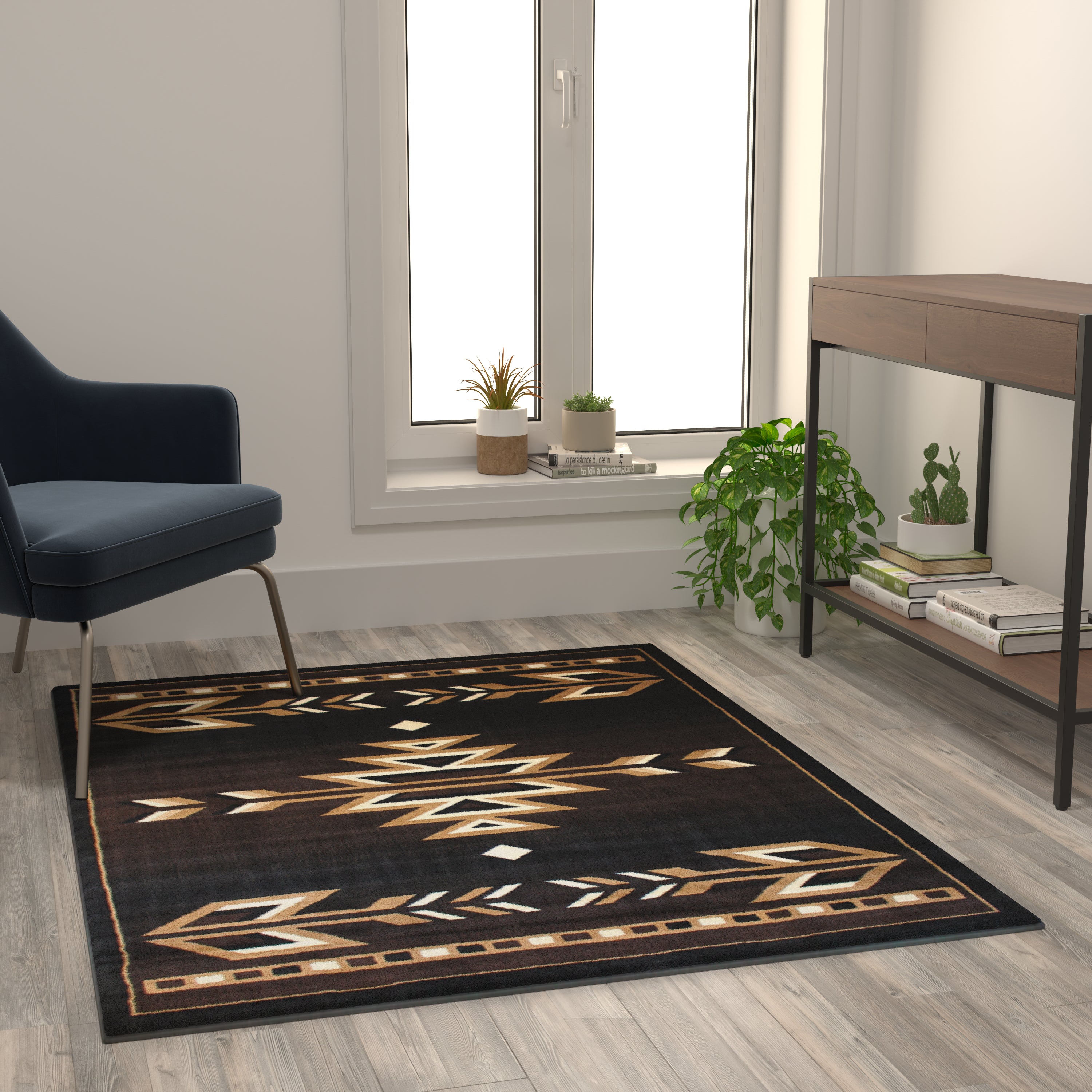Amado Collection Southwestern Area Rug - Olefin Accent Rug with Jute Backing - Living Room, Bedroom, Entryway-Indoor Area Rug-Flash Furniture-Wall2Wall Furnishings