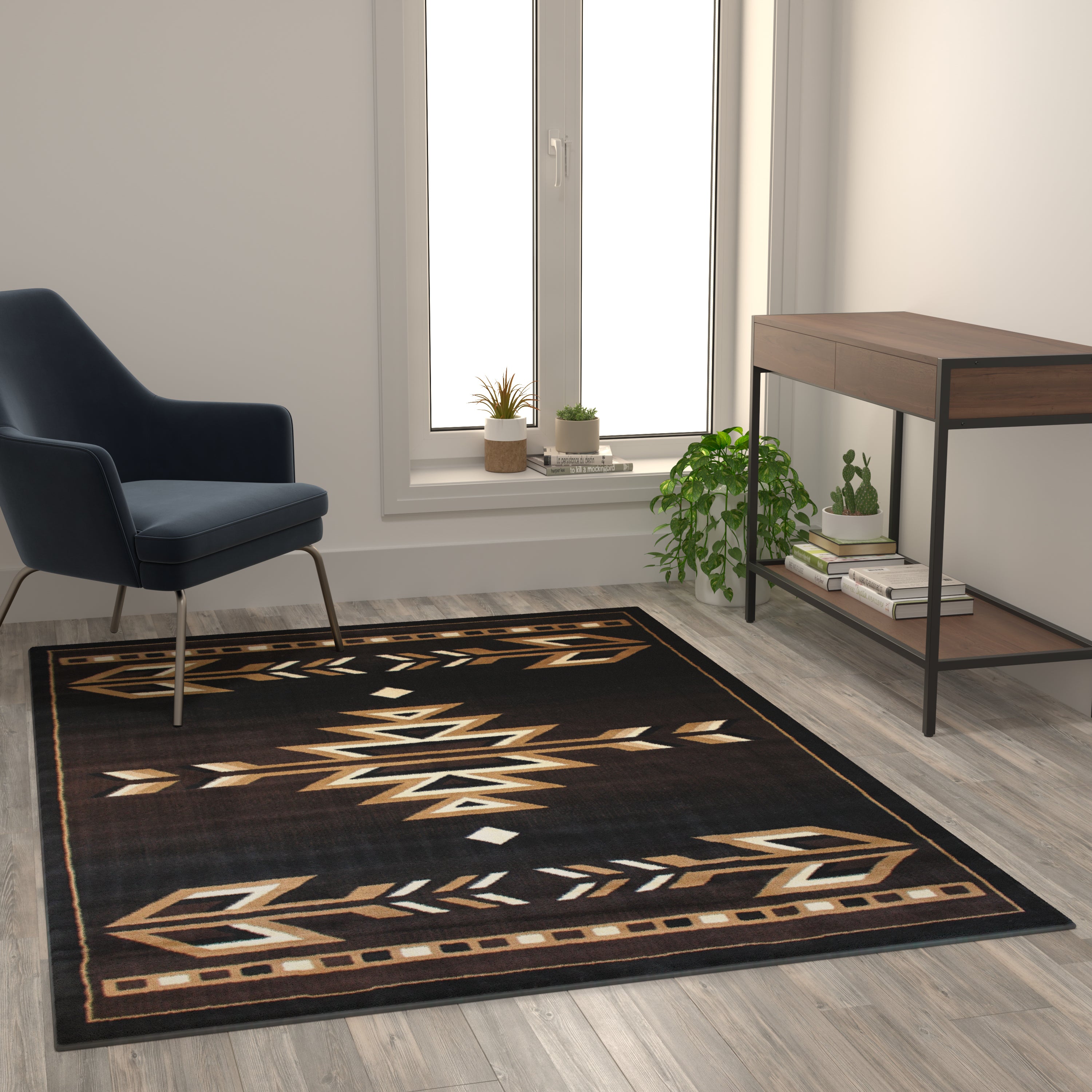 Amado Collection Southwestern Area Rug - Olefin Accent Rug with Jute Backing - Living Room, Bedroom, Entryway-Indoor Area Rug-Flash Furniture-Wall2Wall Furnishings