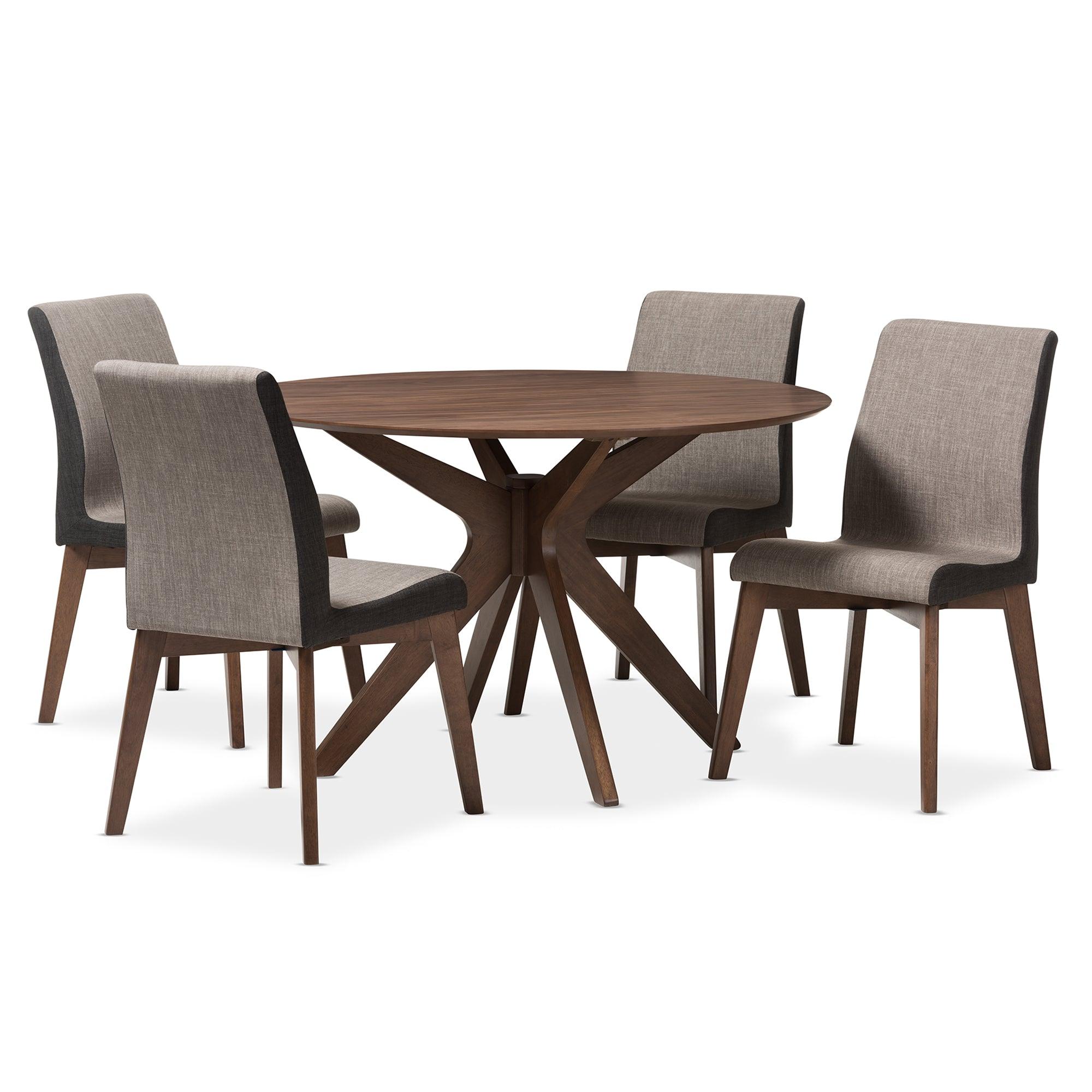 Kimberly Mid-Century Modern Wood Round 5-Piece Dining Set