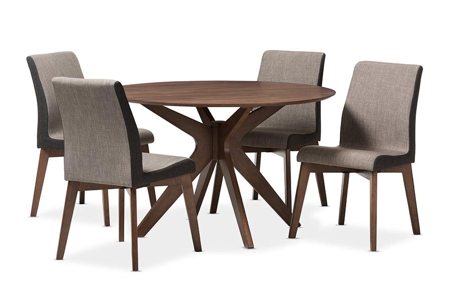 Kimberly Mid-Century Modern Wood Round 5-Piece Dining Set