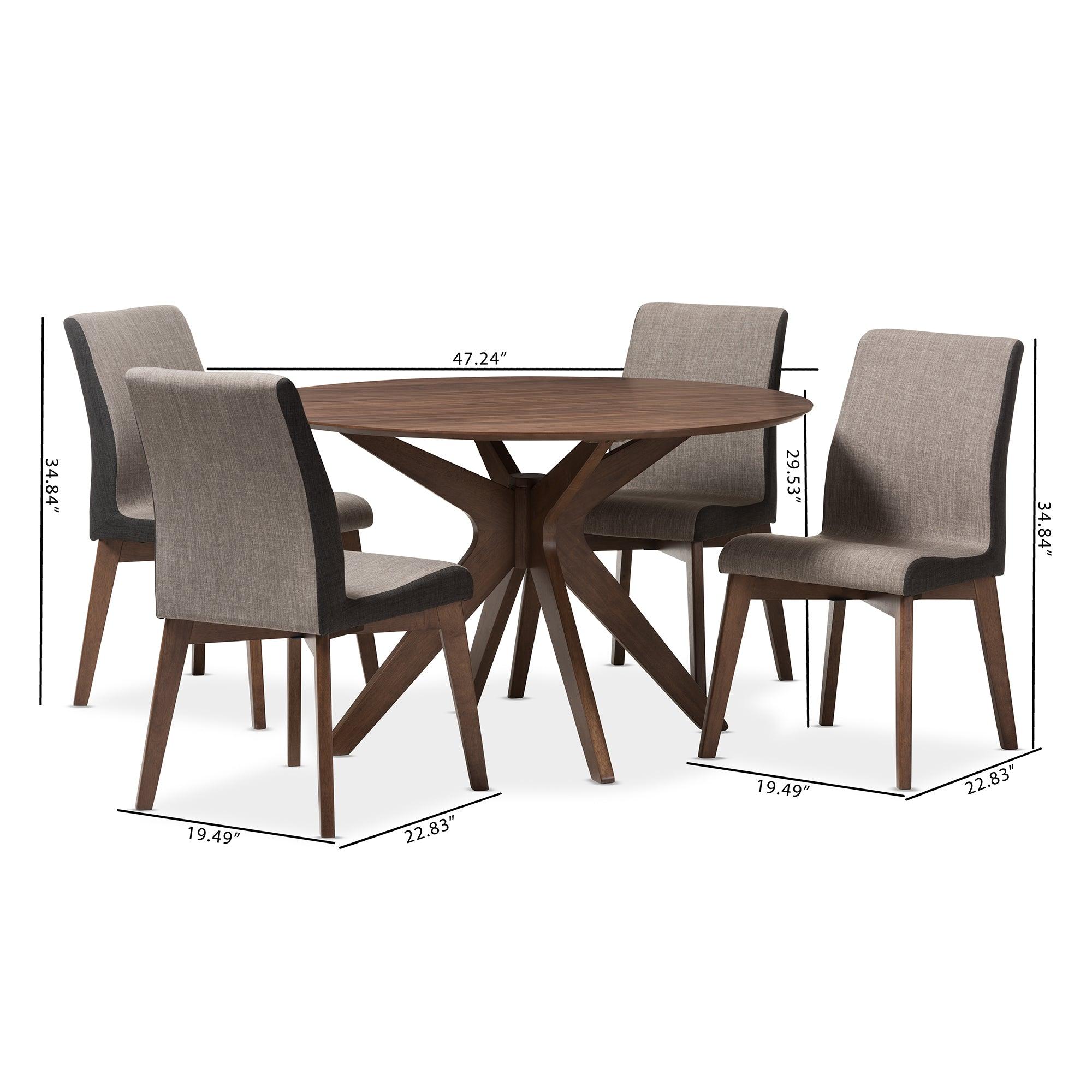 Kimberly Mid-Century Modern Wood Round 5-Piece Dining Set