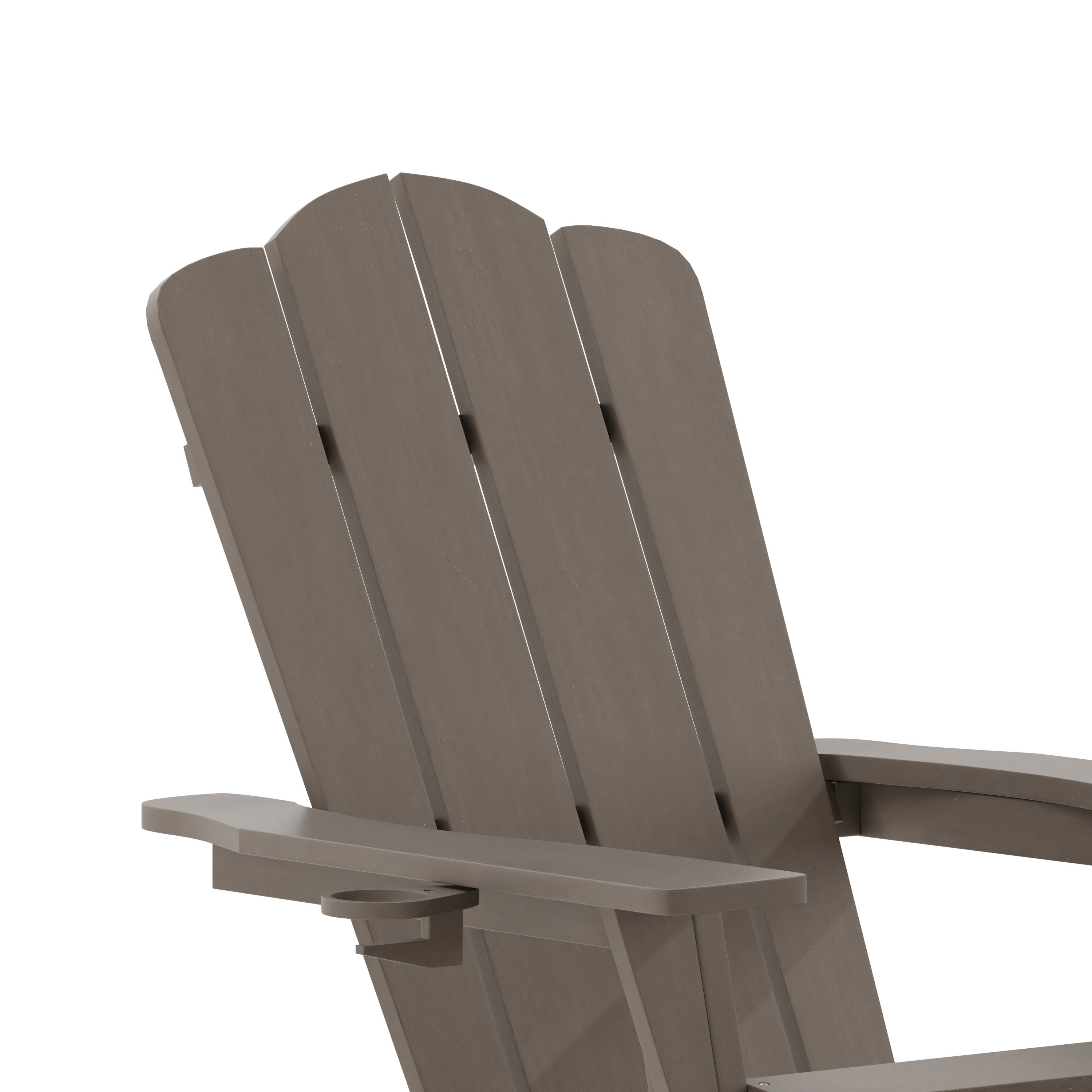 Newport HDPE Adirondack Chair with Cup Holder and Pull Out Ottoman, All-Weather HDPE Indoor/Outdoor Lounge Chair-Adirondack Chair-Flash Furniture-Wall2Wall Furnishings