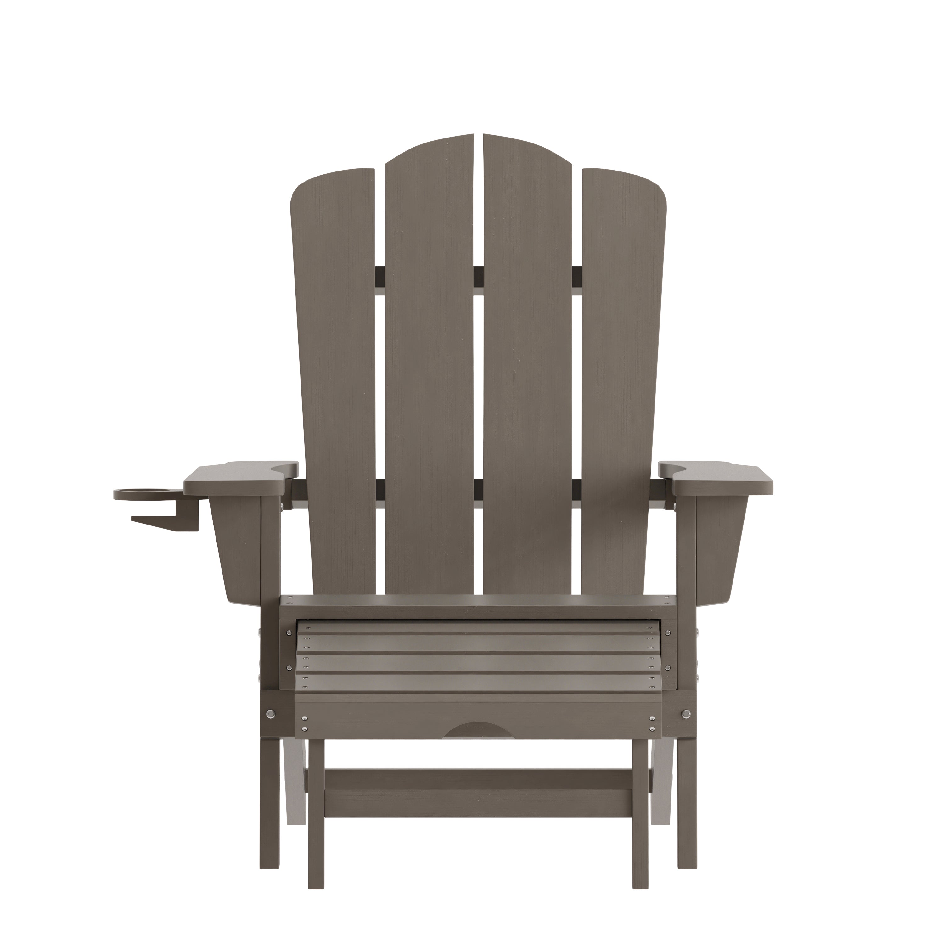 Newport HDPE Adirondack Chair with Cup Holder and Pull Out Ottoman, All-Weather HDPE Indoor/Outdoor Lounge Chair-Adirondack Chair-Flash Furniture-Wall2Wall Furnishings