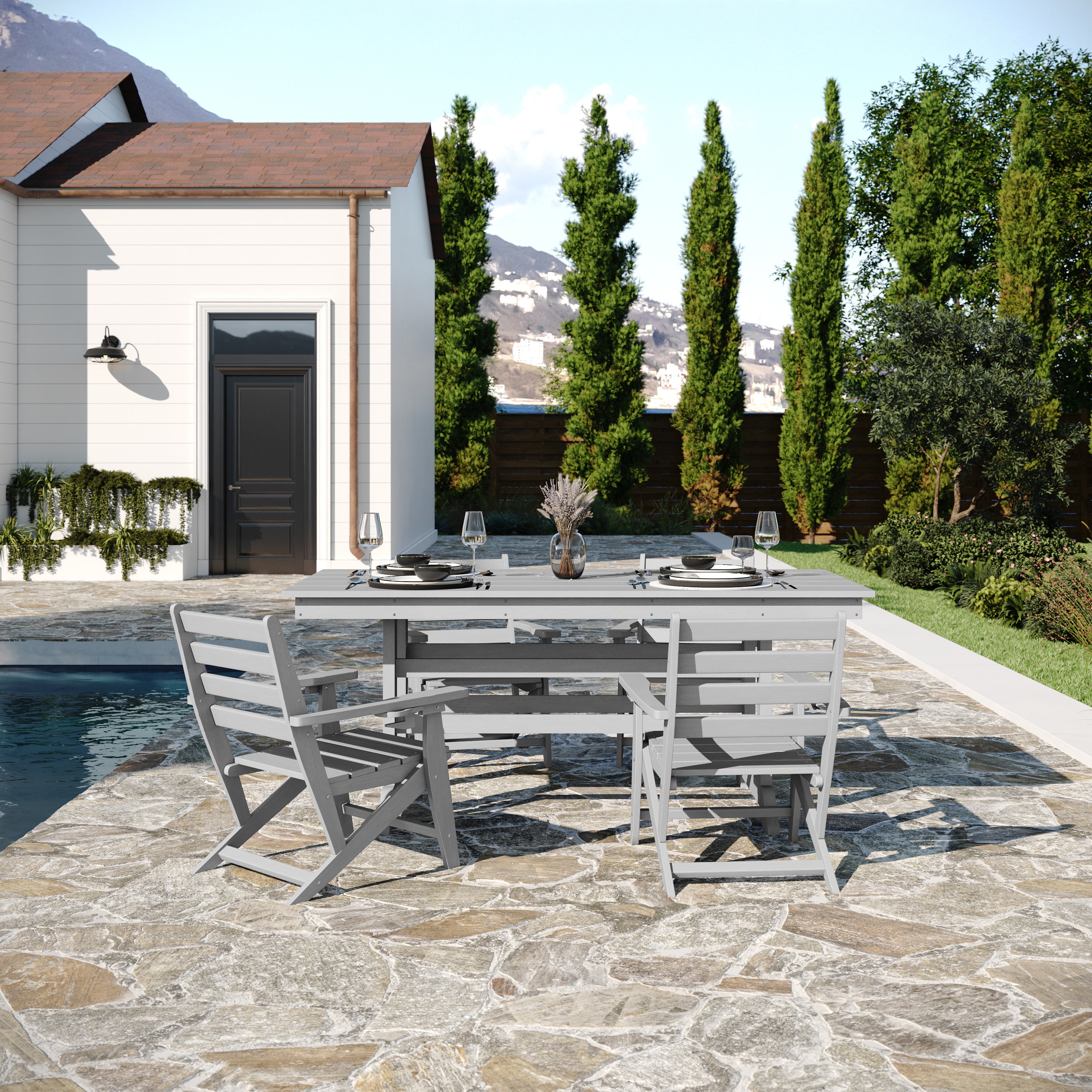 Abraham Indoor/Outdoor Recycled HDPE Adirondack Dining Table