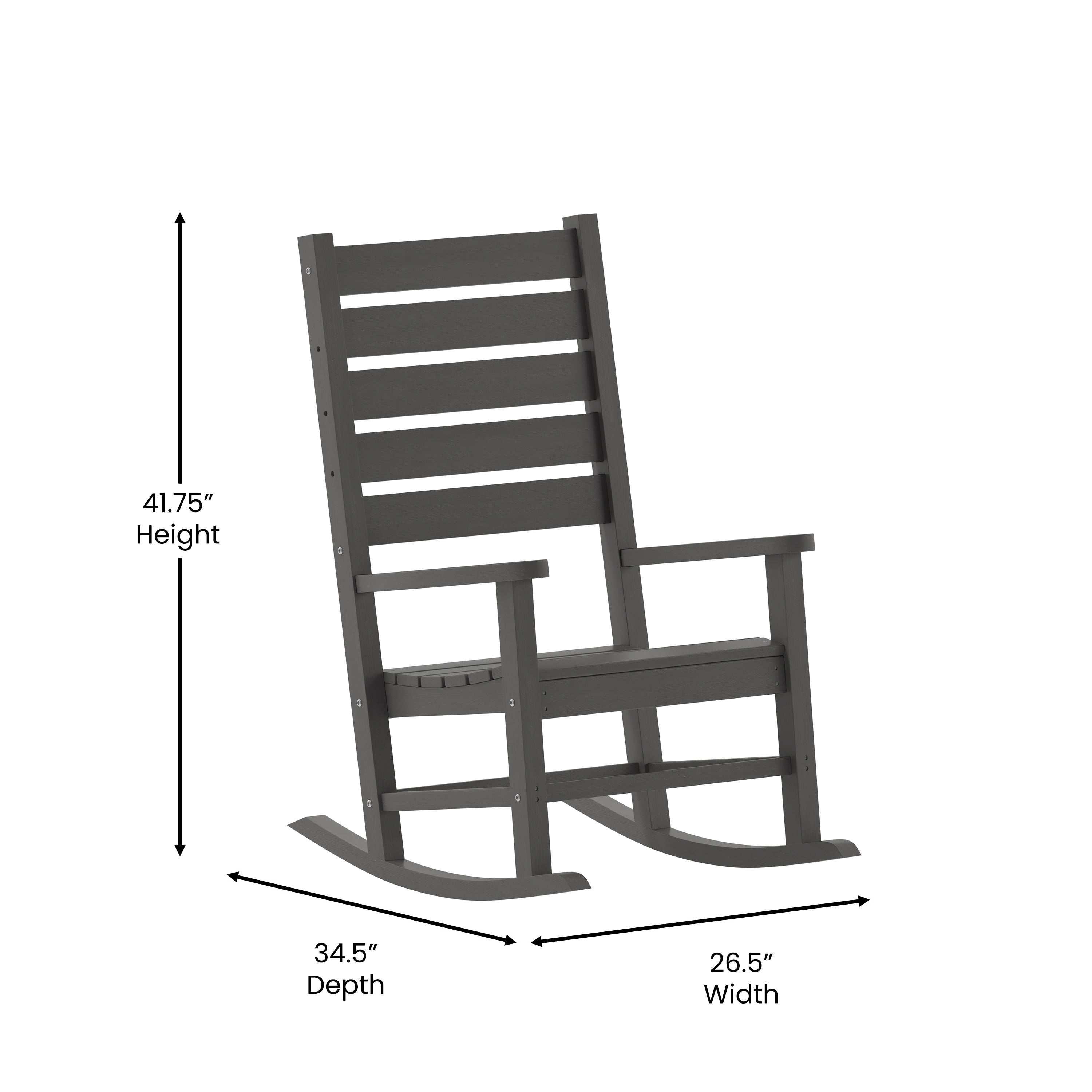 Manchester Contemporary Rocking Chair, All-Weather HDPE Indoor/Outdoor Rocker-Outdoor Rocking Chair-Flash Furniture-Wall2Wall Furnishings