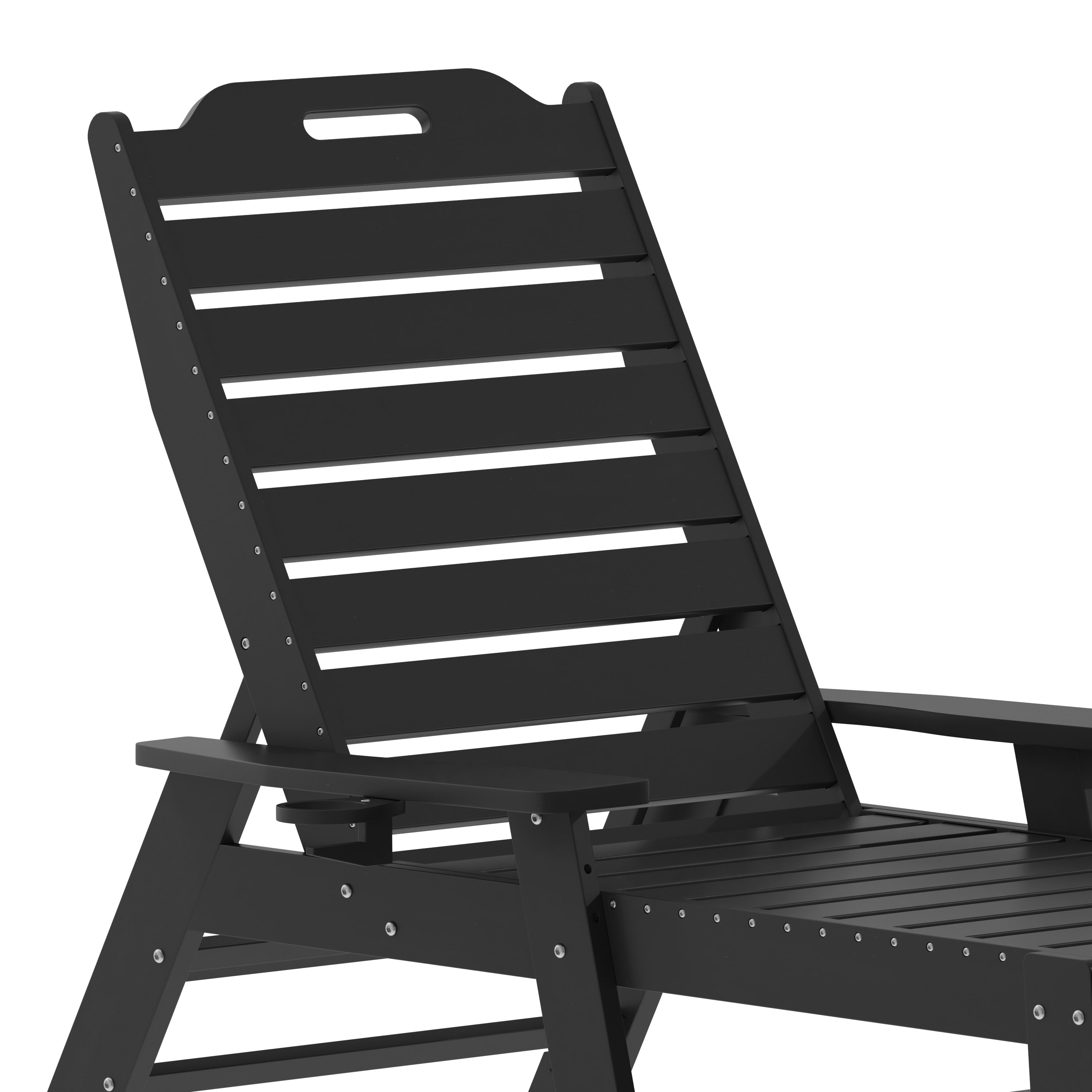 Monterey Adjustable Adirondack Lounger with Cup Holder- All-Weather Indoor/Outdoor HDPE Lounge Chair-Adirondack Lounge Chair-Flash Furniture-Wall2Wall Furnishings