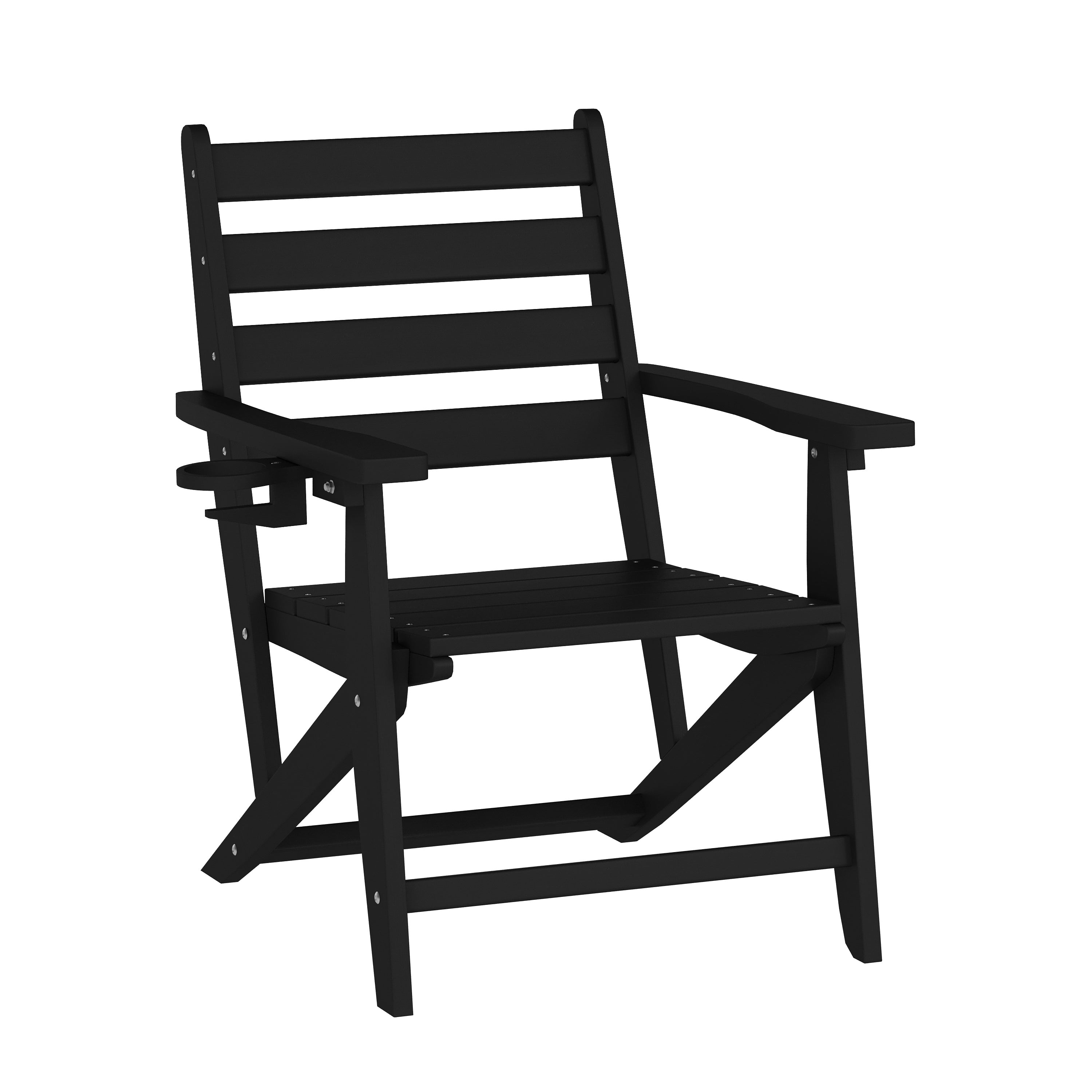 Tolleson Adirondack Dining Chair with Fold Out Cup Holder, Weather Resistant Recycled HDPE Adirondack Chair