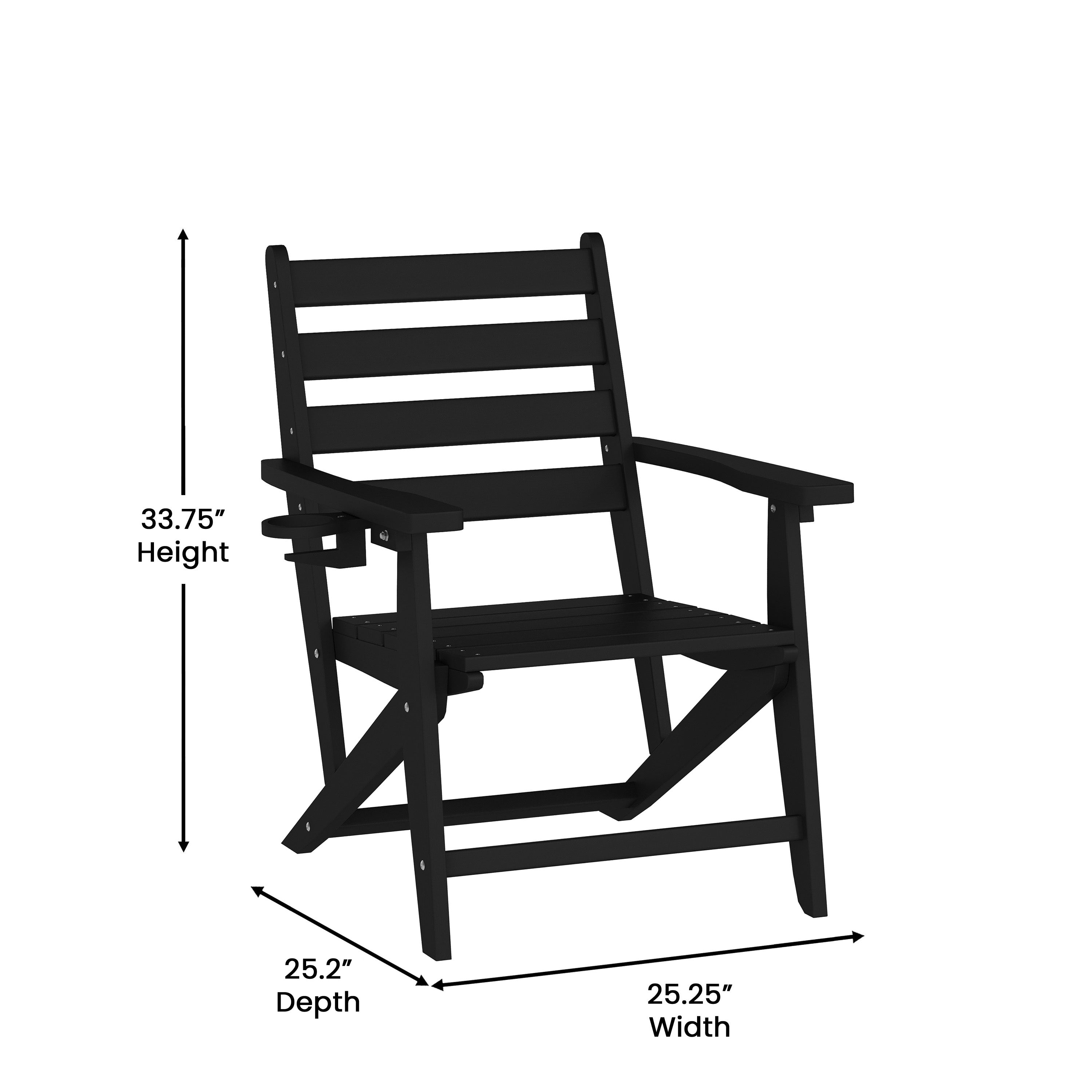 Tolleson Adirondack Dining Chair with Fold Out Cup Holder, Weather Resistant Recycled HDPE Adirondack Chair