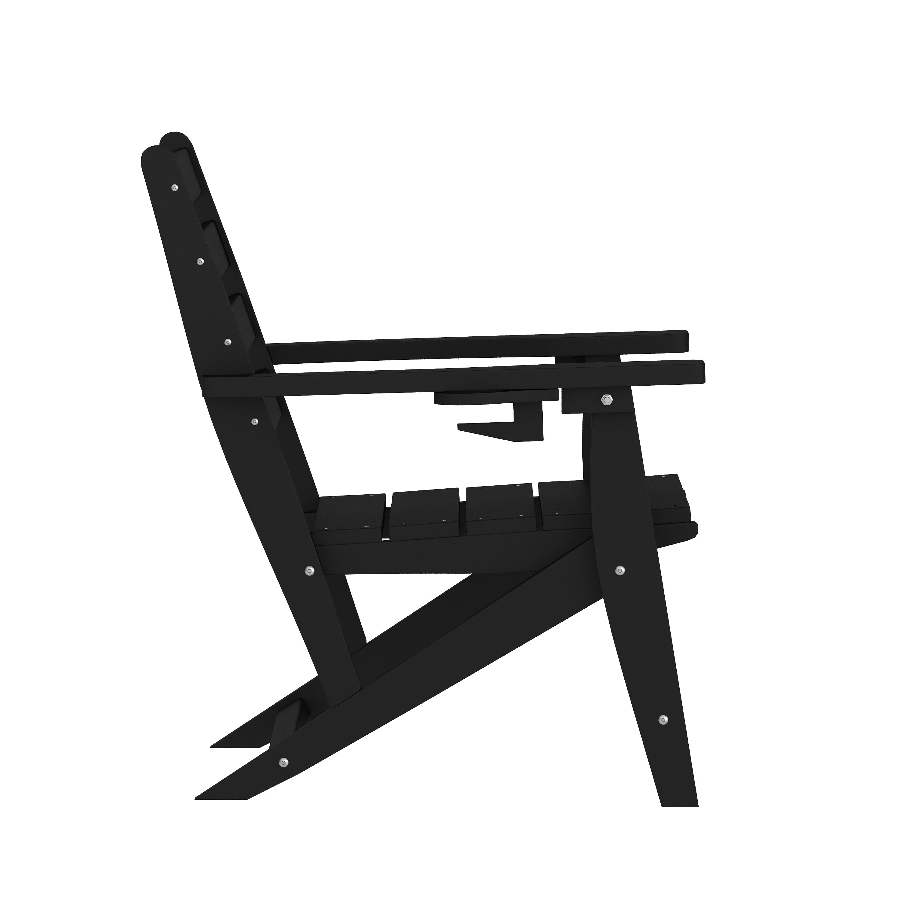 Tolleson Adirondack Dining Chair with Fold Out Cup Holder, Weather Resistant Recycled HDPE Adirondack Chair