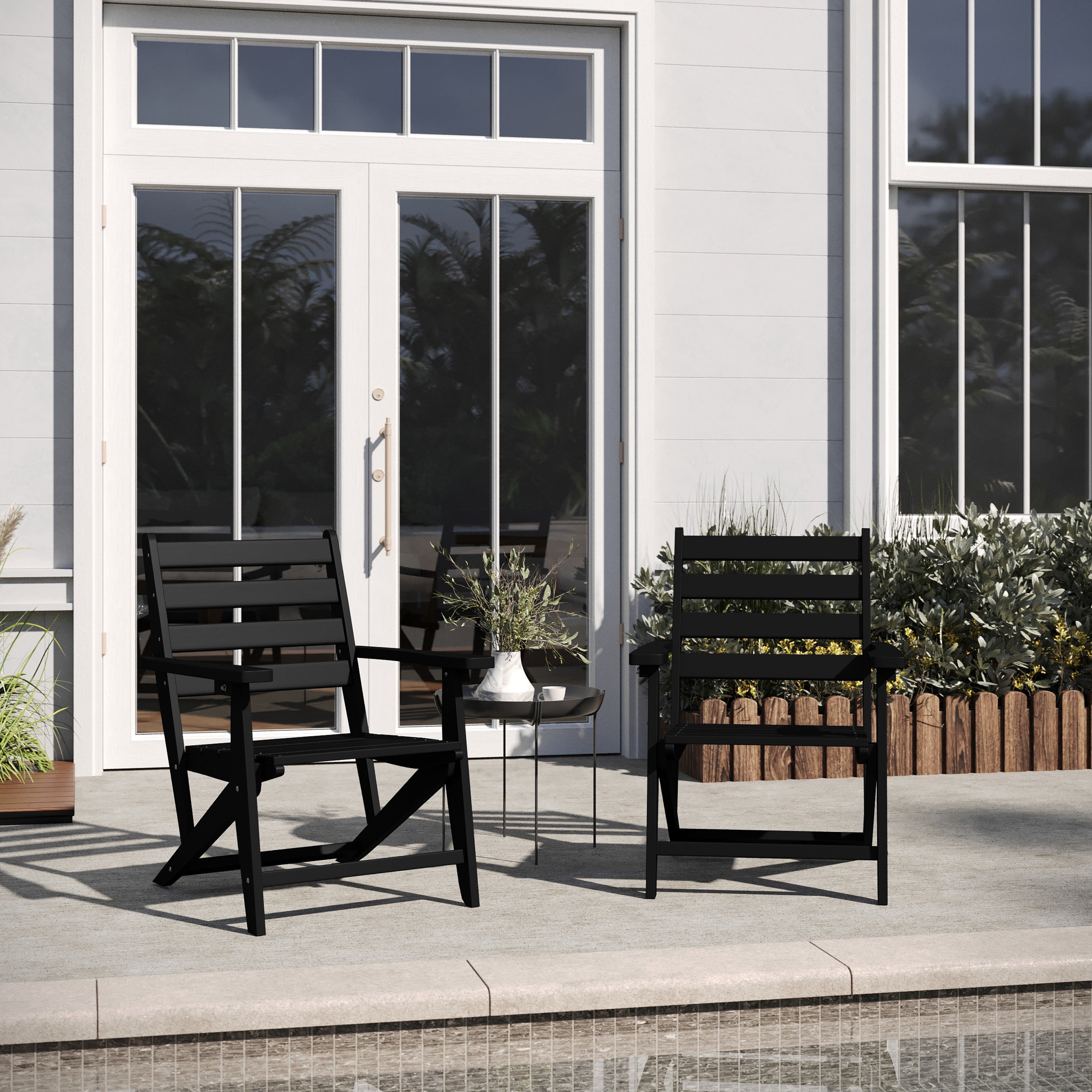 Tolleson Adirondack Dining Chair with Fold Out Cup Holder, Weather Resistant Recycled HDPE Adirondack Chair