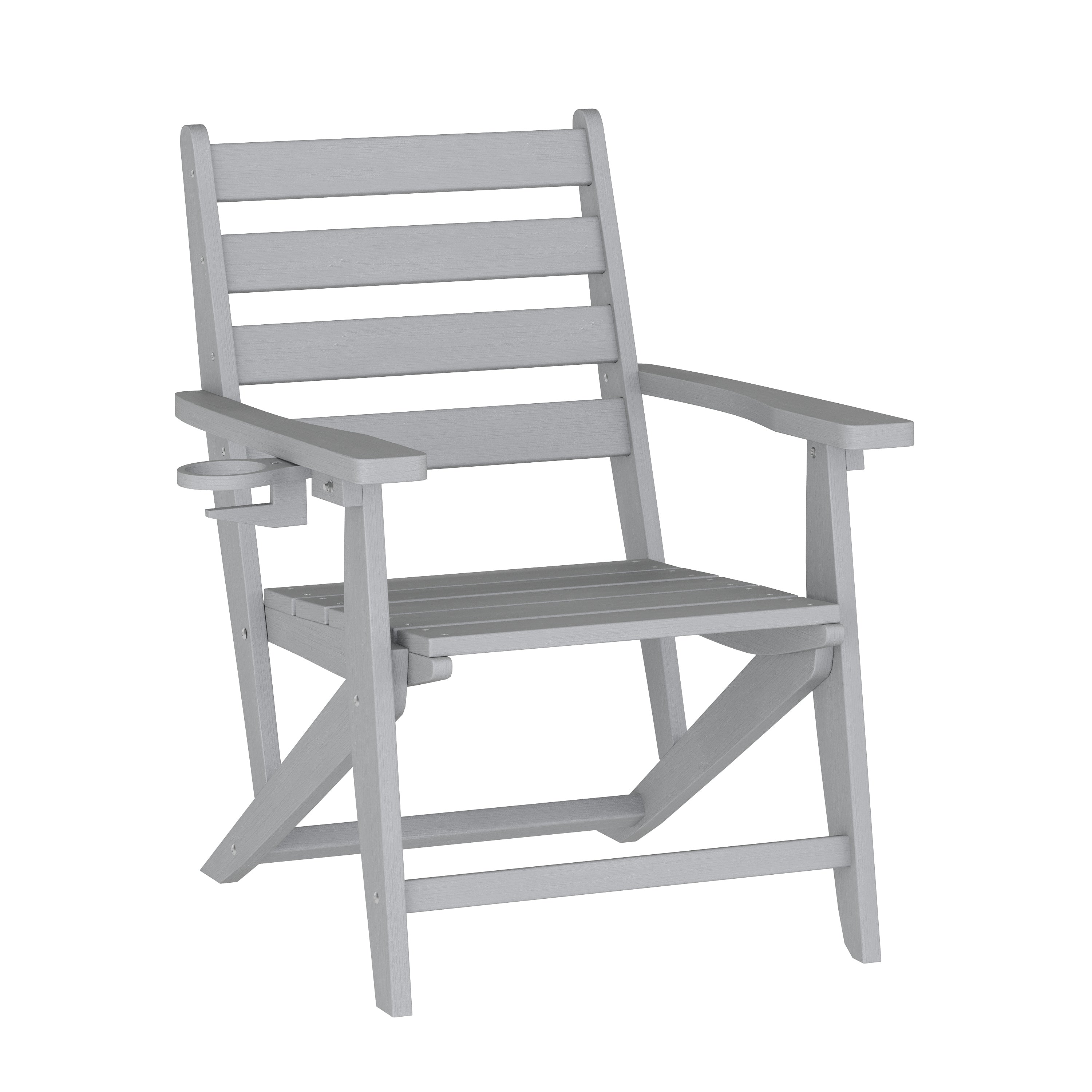 Tolleson Adirondack Dining Chair with Fold Out Cup Holder, Weather Resistant Recycled HDPE Adirondack Chair