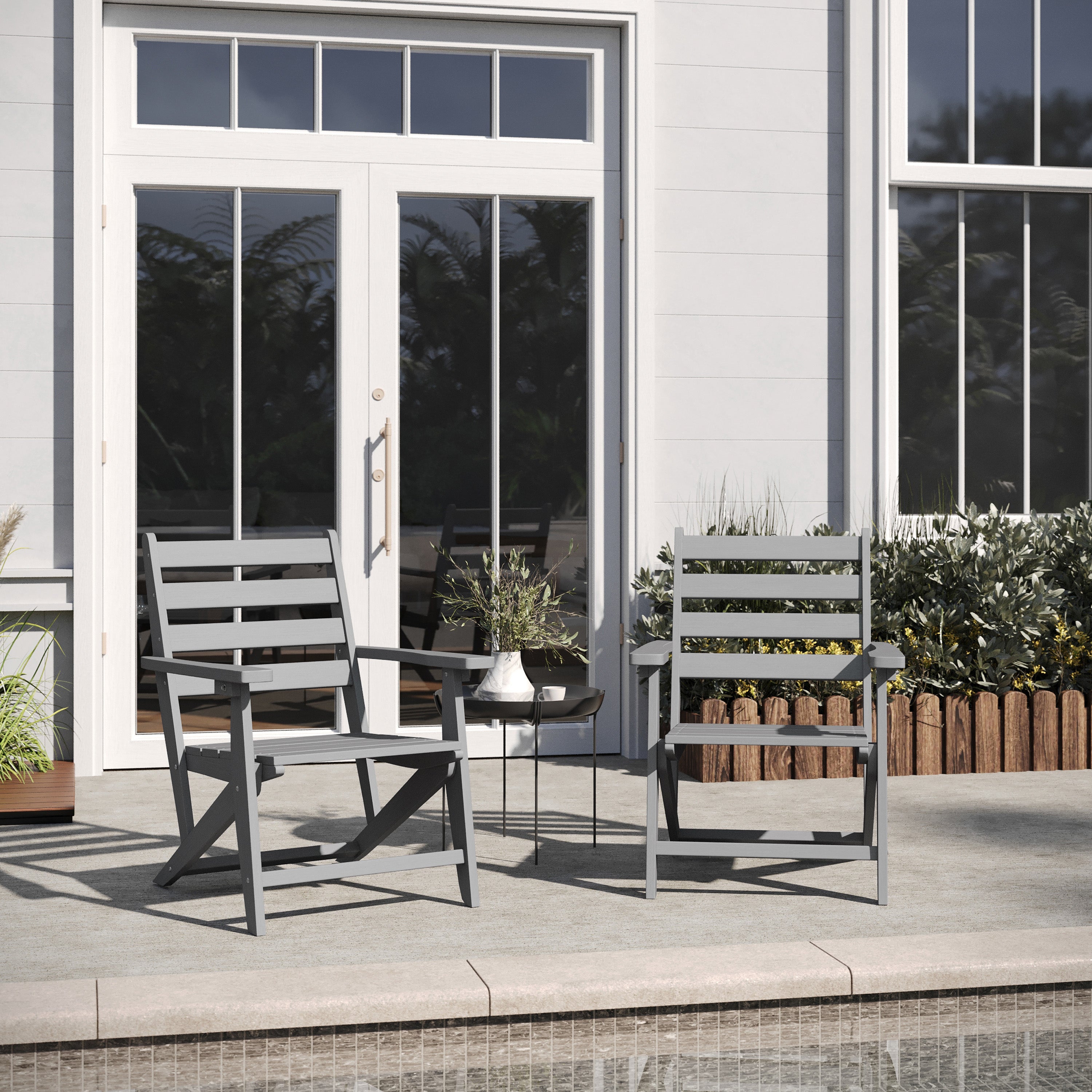 Tolleson Adirondack Dining Chair with Fold Out Cup Holder, Weather Resistant Recycled HDPE Adirondack Chair