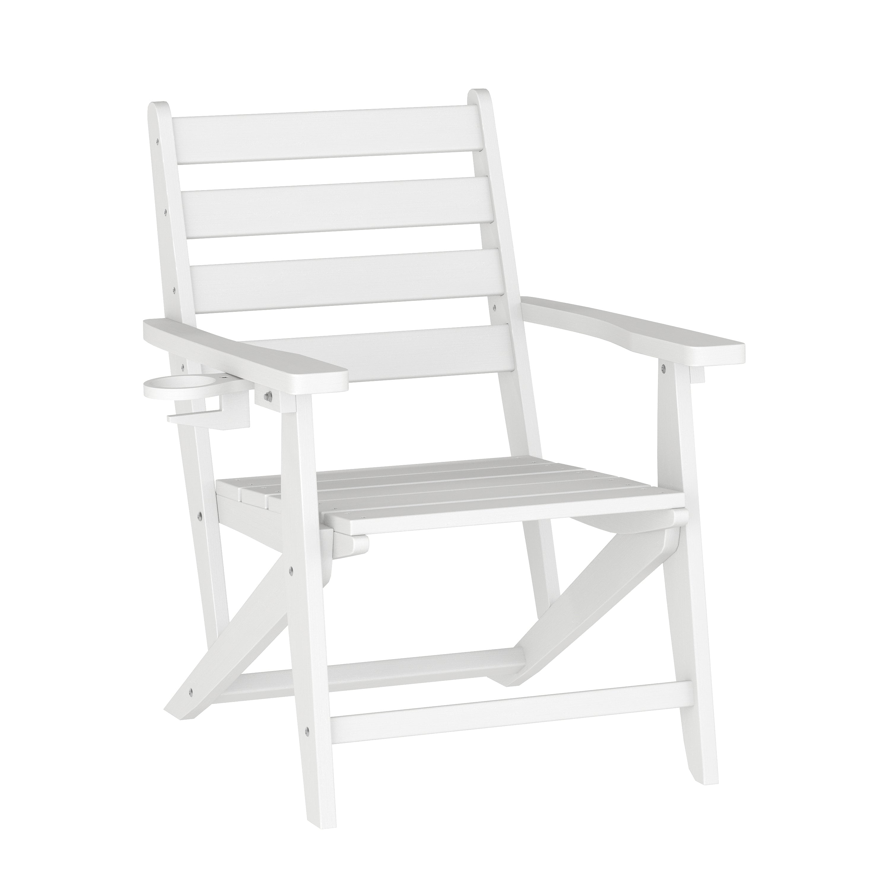 Tolleson Adirondack Dining Chair with Fold Out Cup Holder, Weather Resistant Recycled HDPE Adirondack Chair