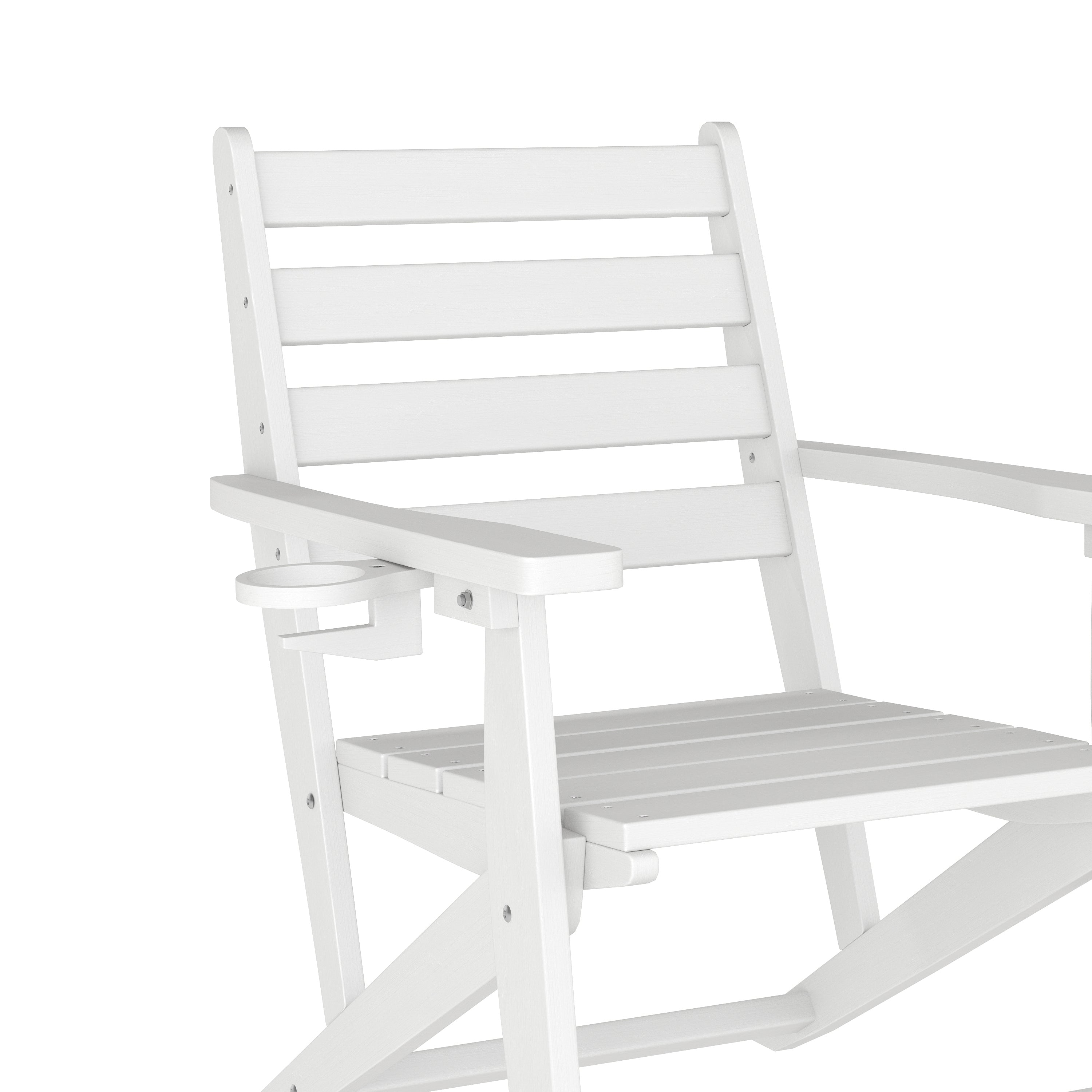 Tolleson Adirondack Dining Chair with Fold Out Cup Holder, Weather Resistant Recycled HDPE Adirondack Chair