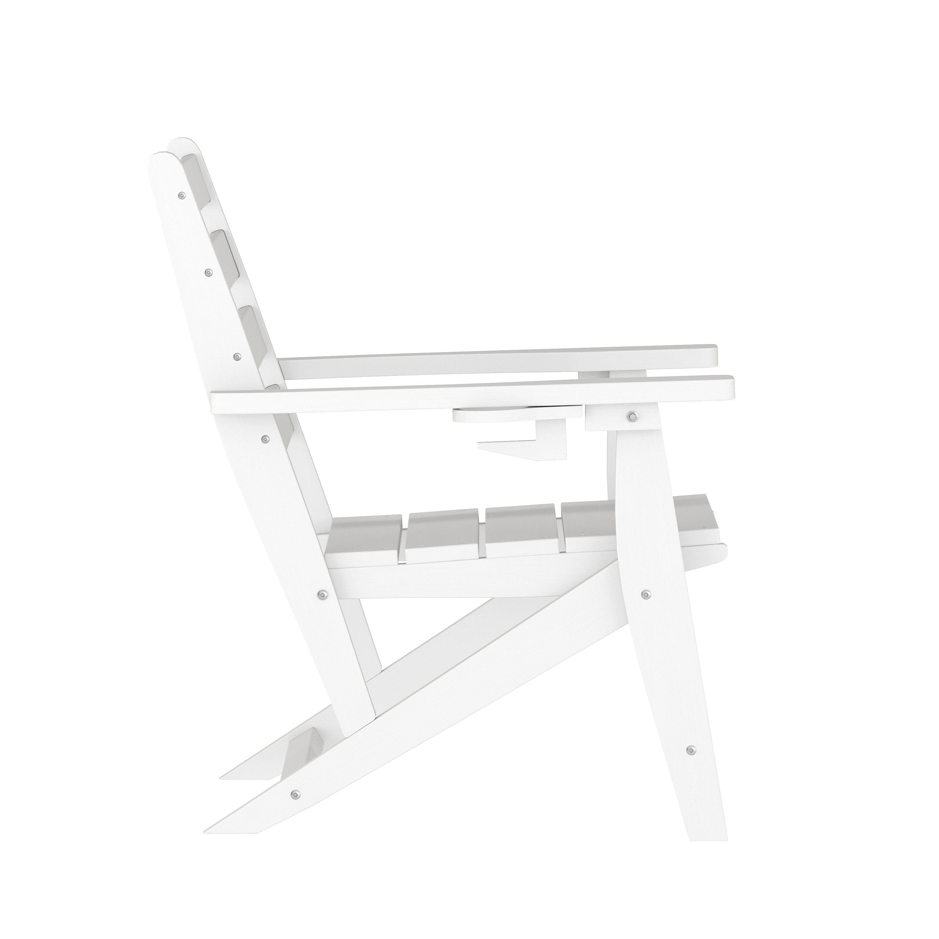 Tolleson Adirondack Dining Chair with Fold Out Cup Holder, Weather Resistant Recycled HDPE Adirondack Chair