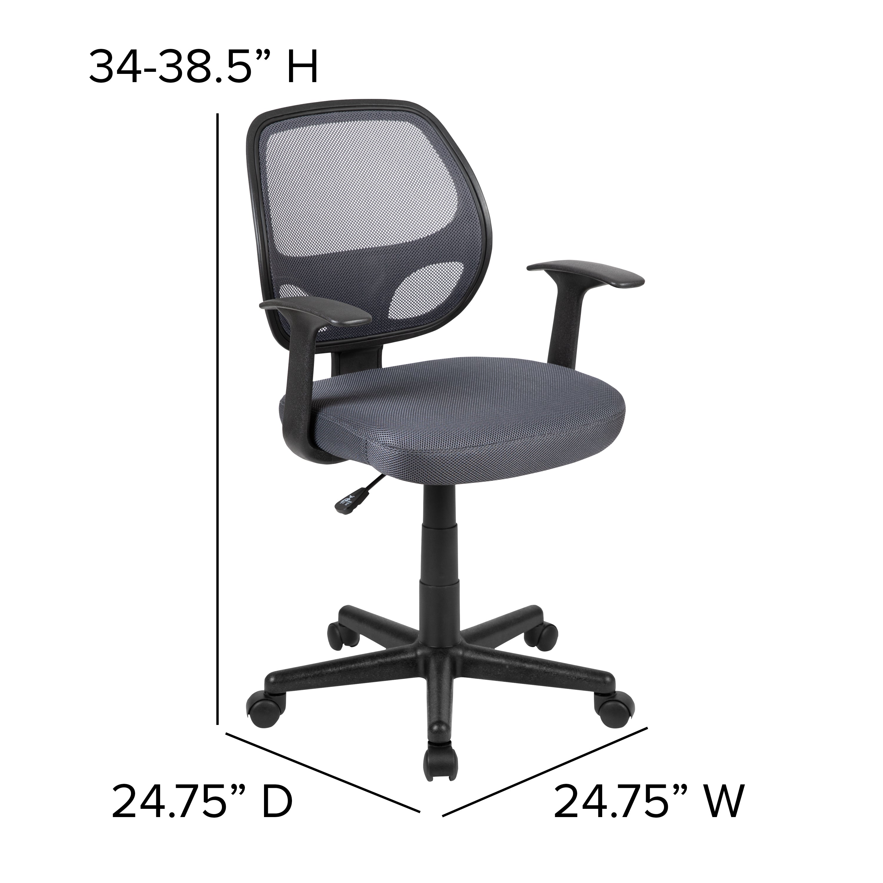 Flash Fundamentals Mid-Back Mesh Swivel Ergonomic Task Office Chair with Arms