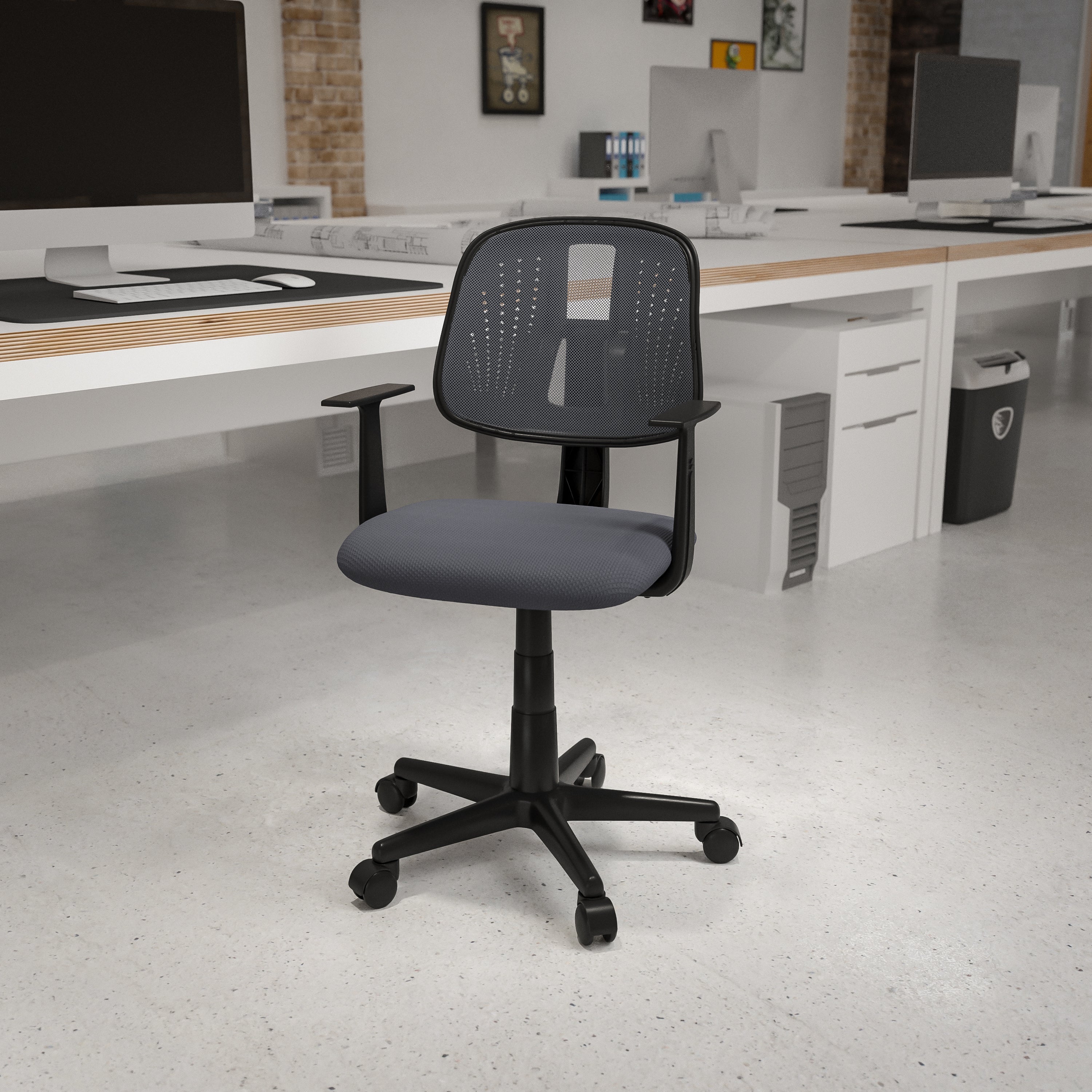 Flash Fundamentals Mid-Back Mesh Swivel Task Office Chair with Pivot Back and Arms