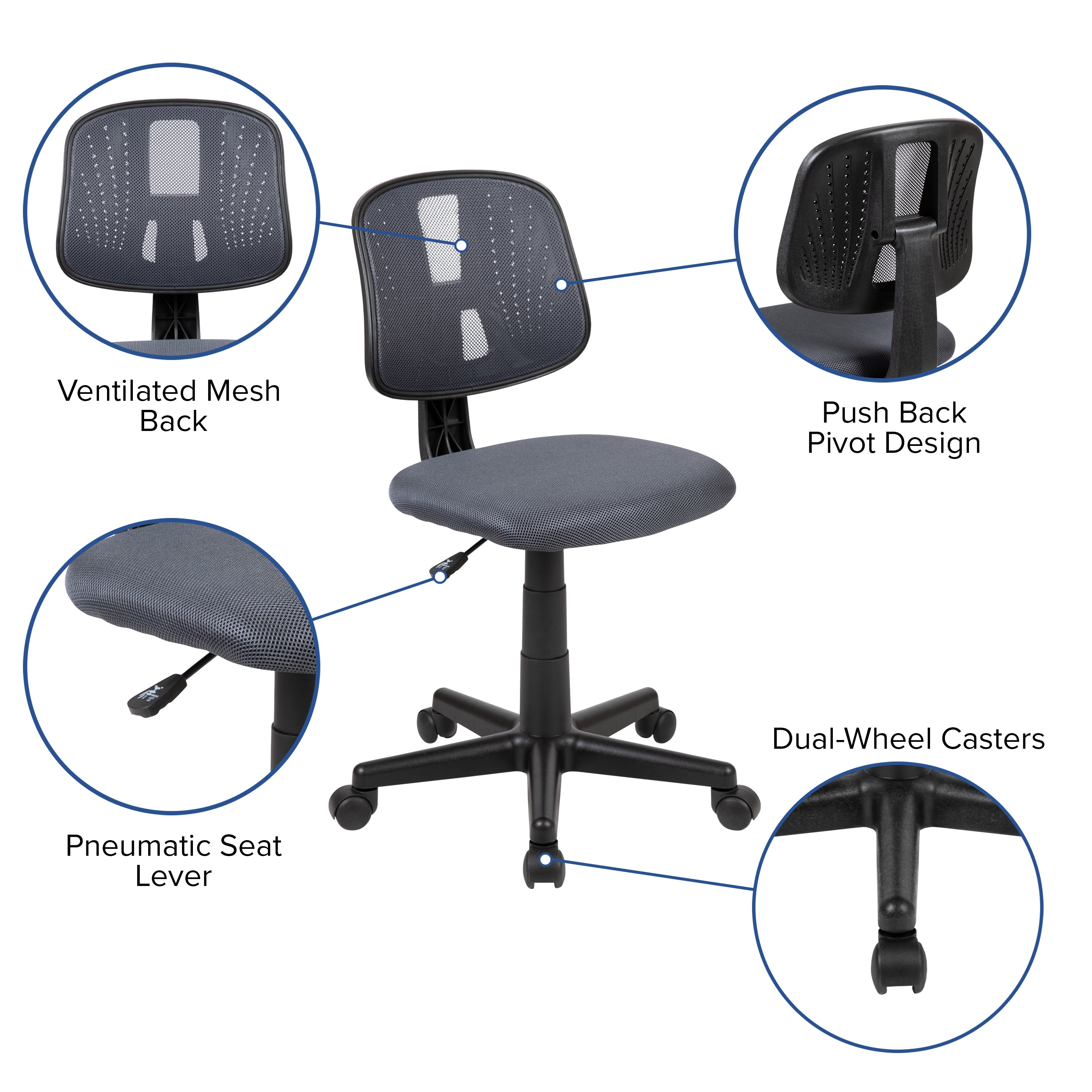 Flash Fundamentals Mid-Back Mesh Swivel Task Office Chair with Pivot Back