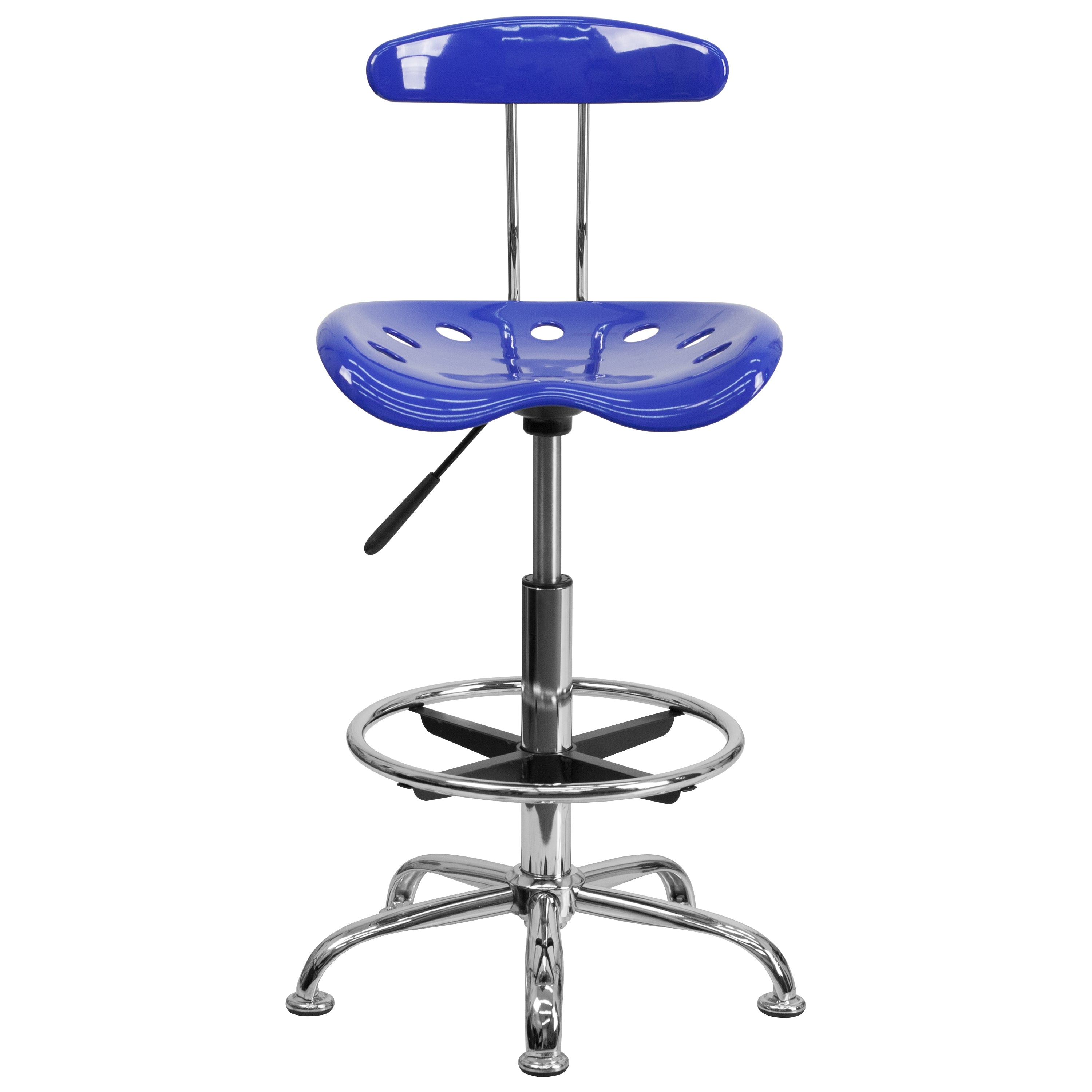 Vibrant Chrome Drafting Stool with Tractor Seat-Office Chair-Flash Furniture-Wall2Wall Furnishings