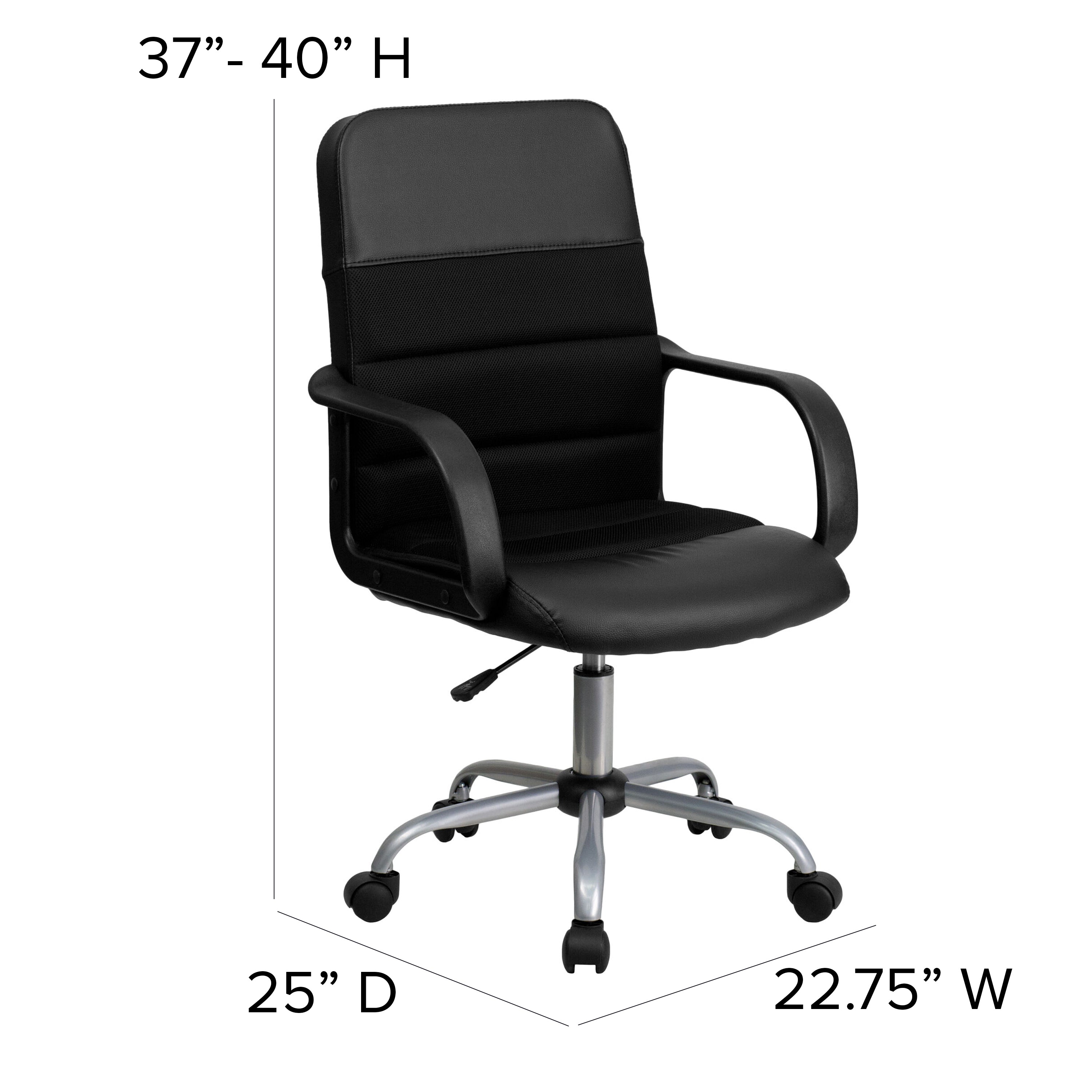 Mid-Back LeatherSoft and Mesh Swivel Task Office Chair with Arms-Office Chair-Flash Furniture-Wall2Wall Furnishings