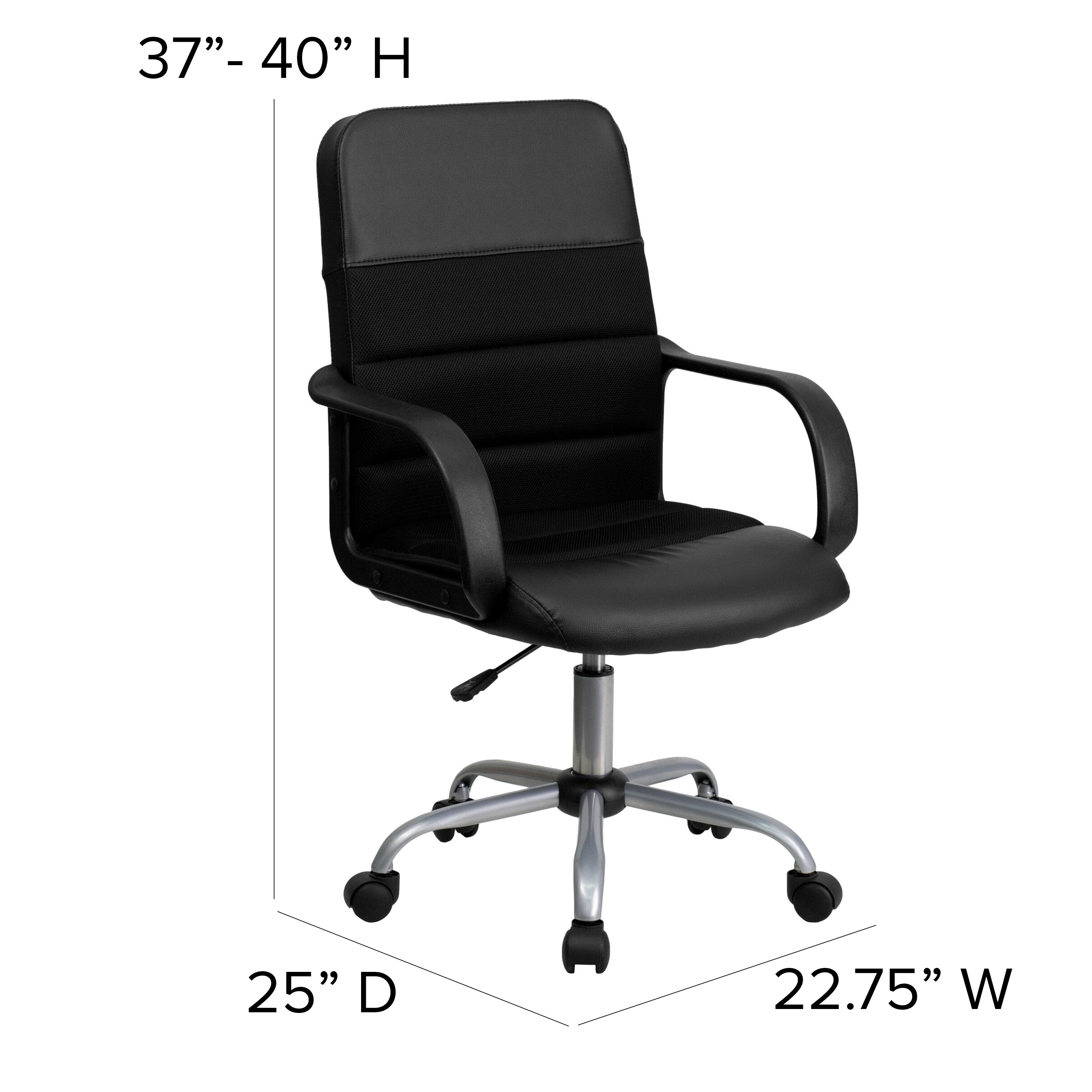 Mid-Back LeatherSoft and Mesh Swivel Task Office Chair with Arms